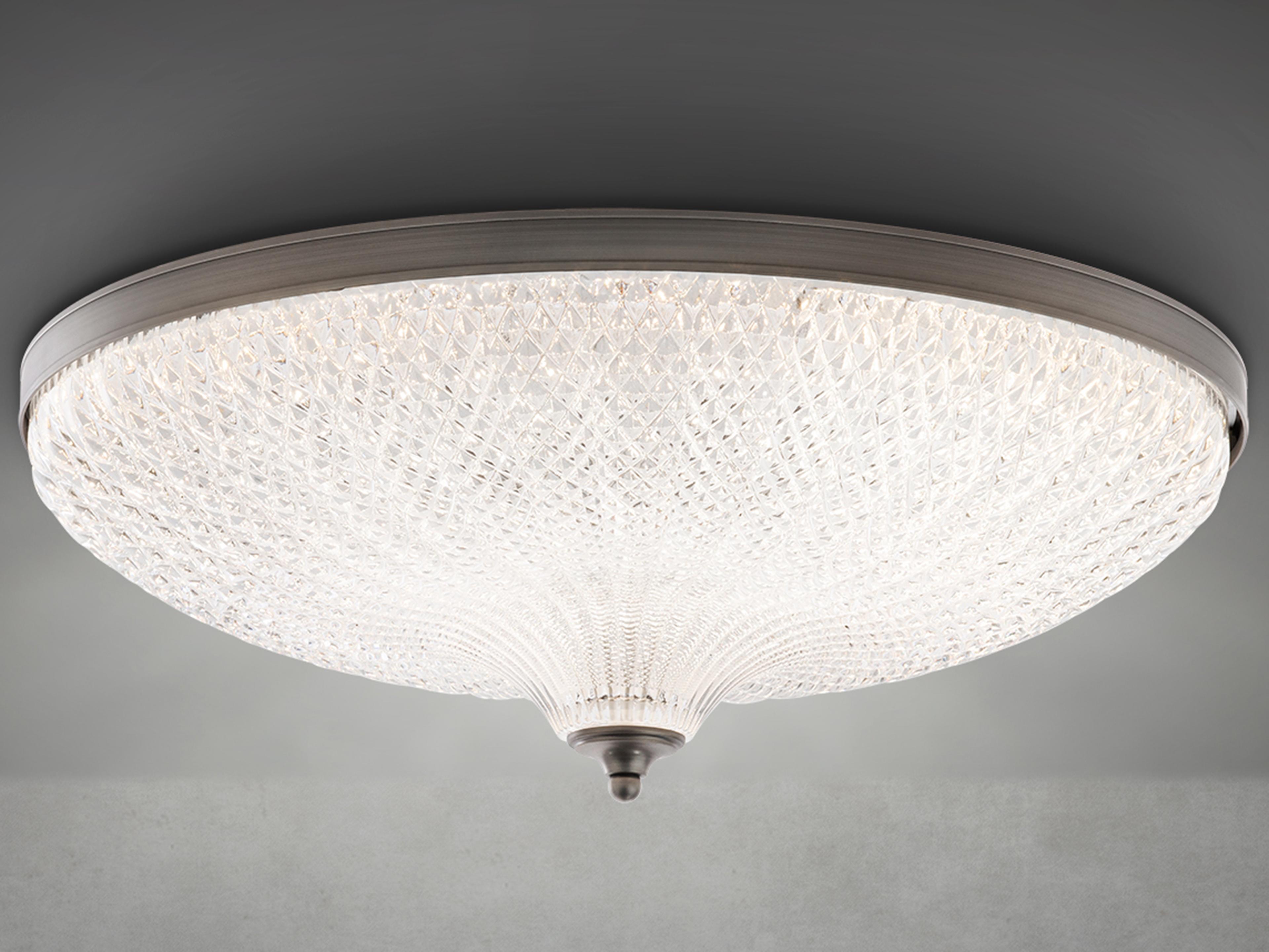 Schonbek Roma 1-Light Antique Nickel Crystal Glass Bowl Flush Mount