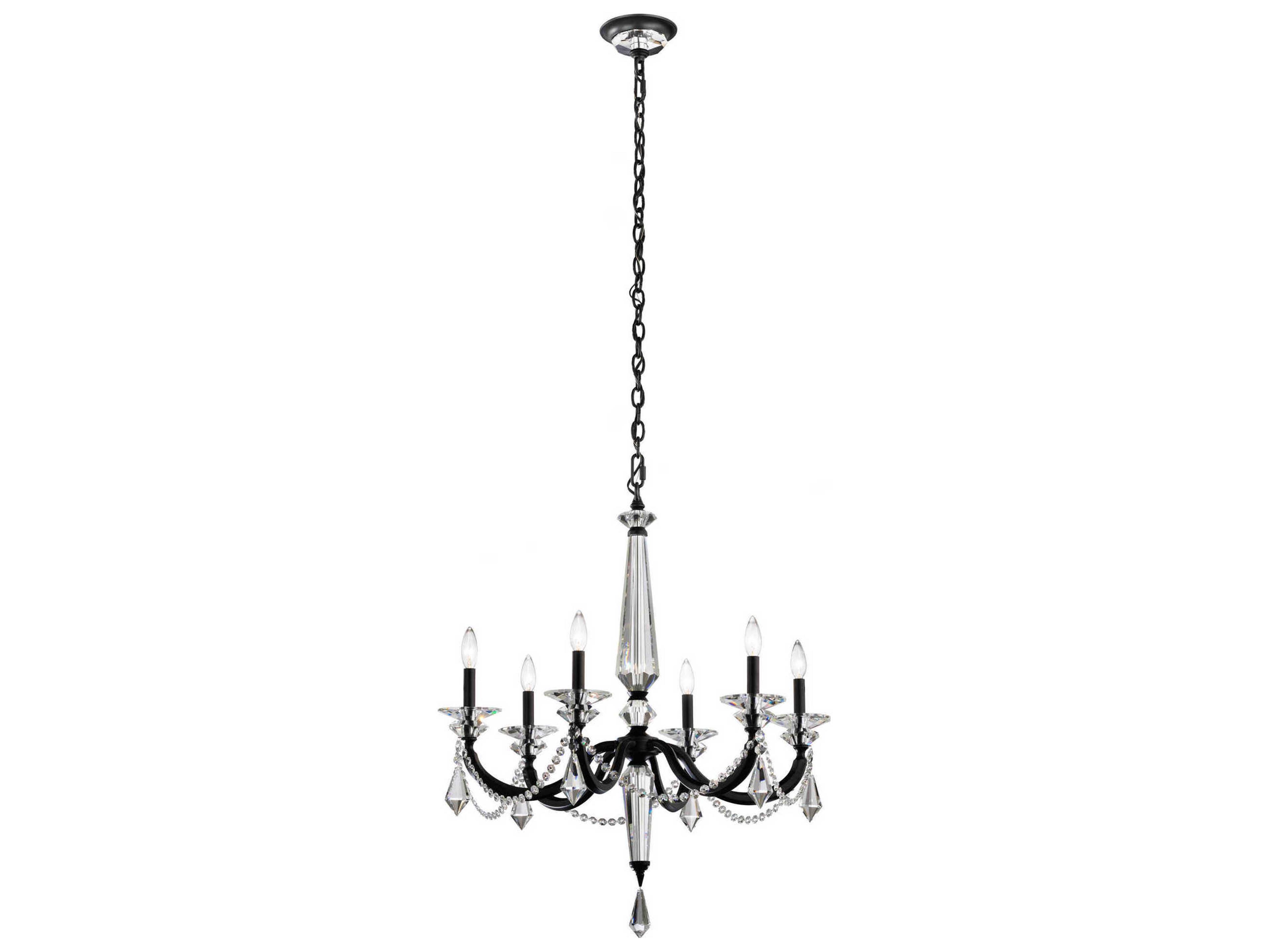 Schonbek Verona 6-Light Black Crystal Candelabra Chandelier