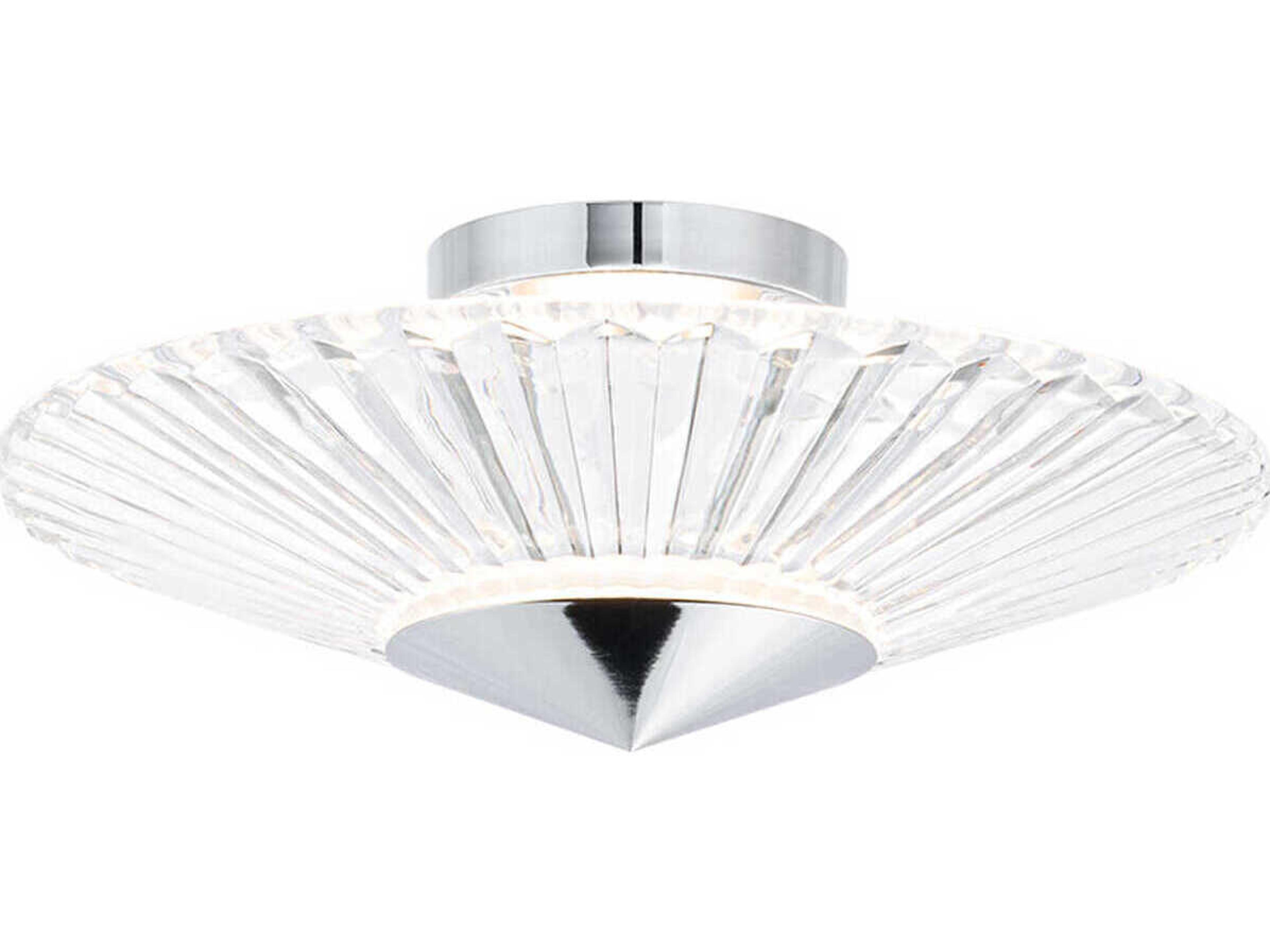 Schonbek Origami 1-Light Polished Chrome Crystal LED Dome Linear Semi Flush Mount