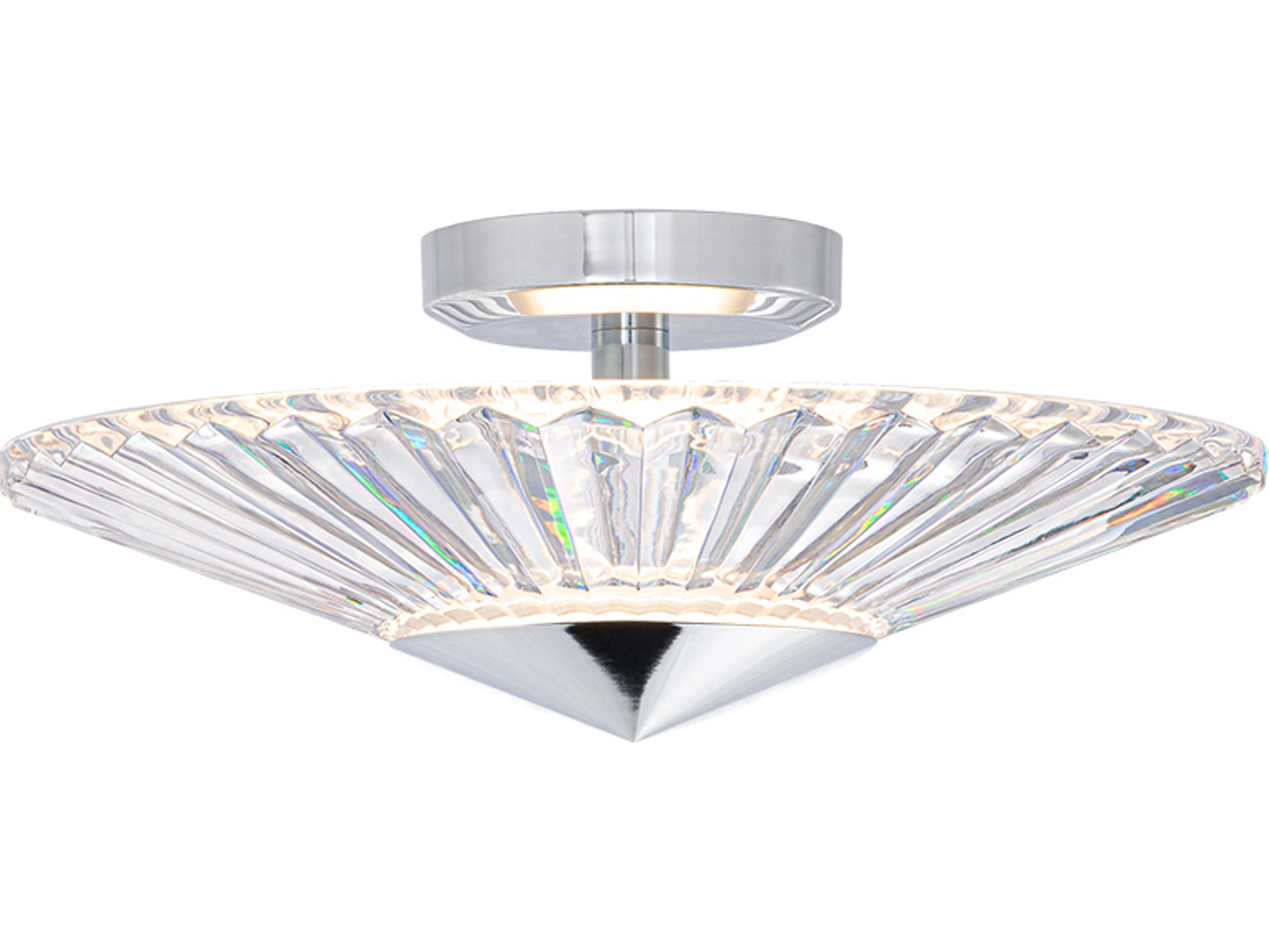 Schonbek Origami 1-Light Polished Chrome Crystal LED Dome Linear Semi Flush Mount
