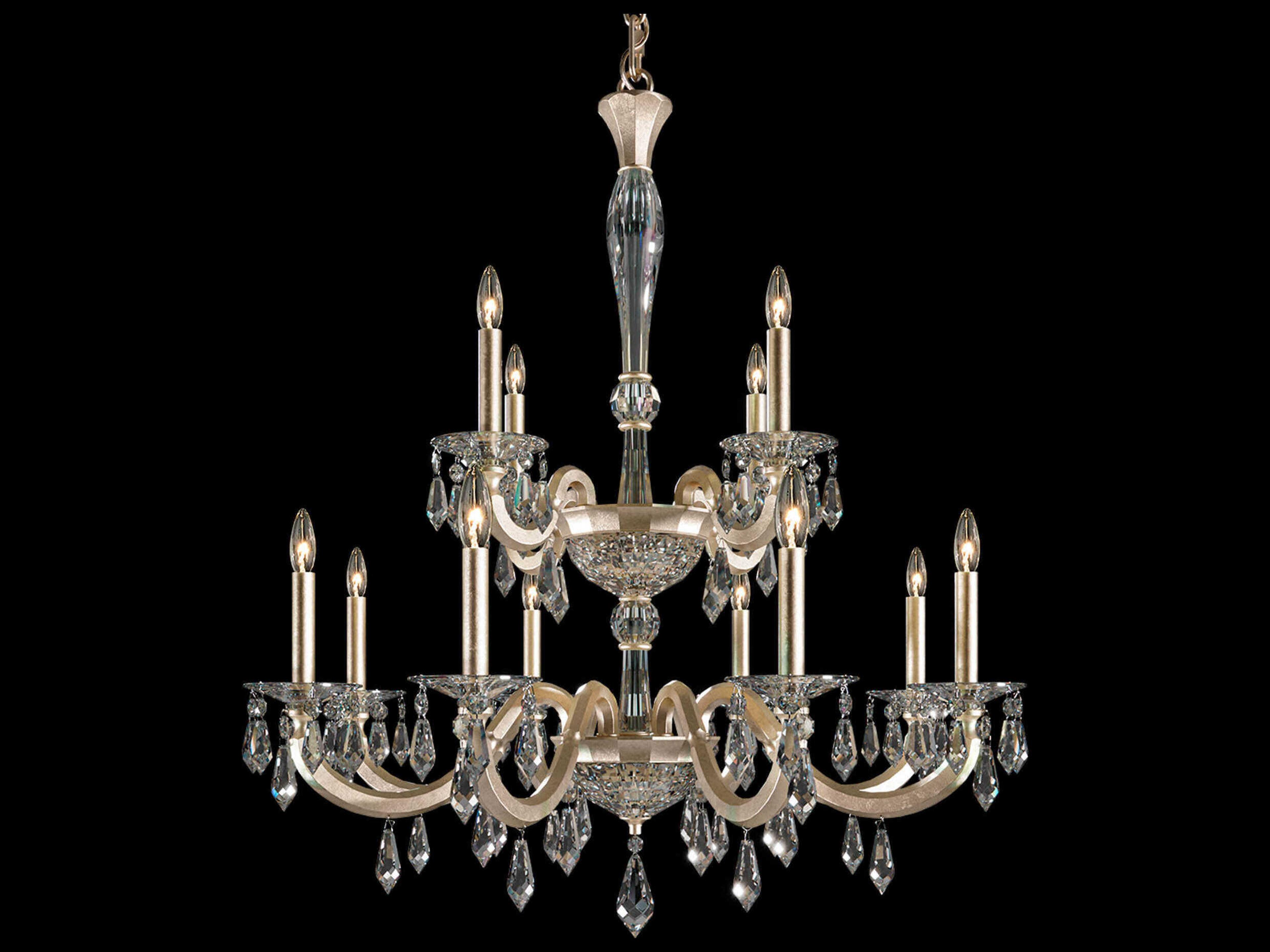 Schonbek Napoli 12-Light Silver Crystal Candelabra Tiered Chandelier