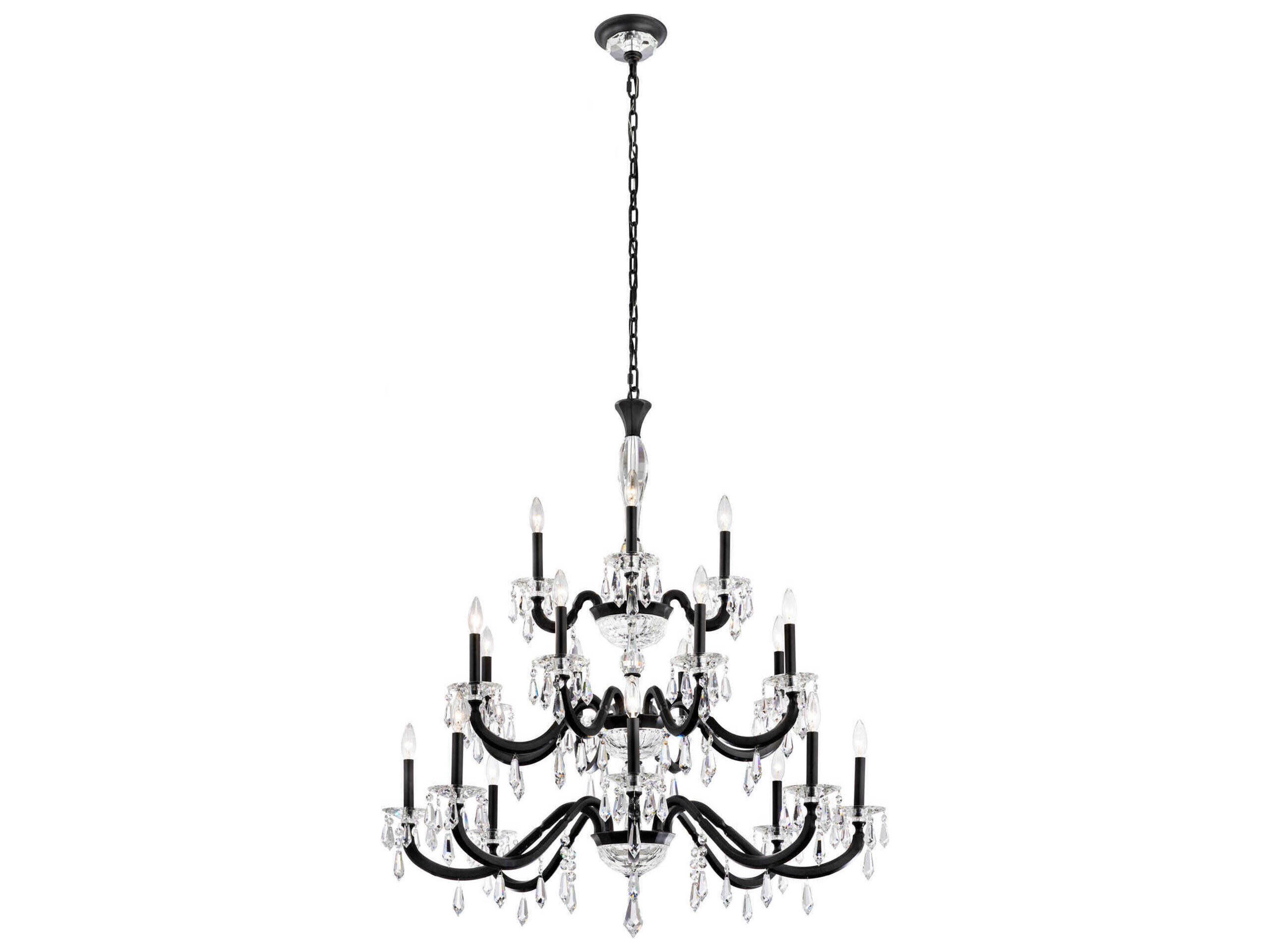 Schonbek Napoli 20-Light Black Crystal Candelabra Tiered Chandelier