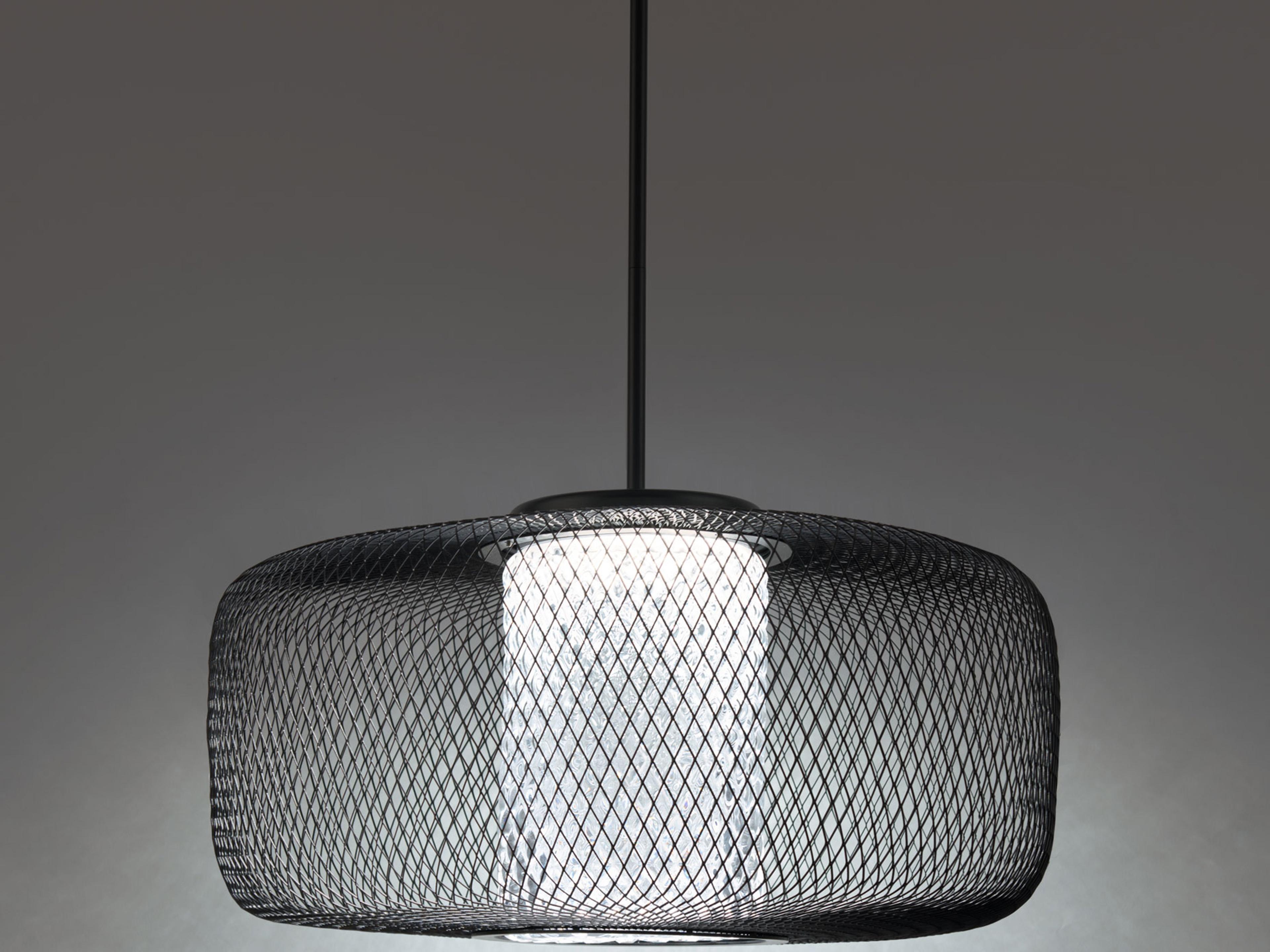 Schonbek Kodo 1-Light Black Crystal LED Drum Geometric Pendant