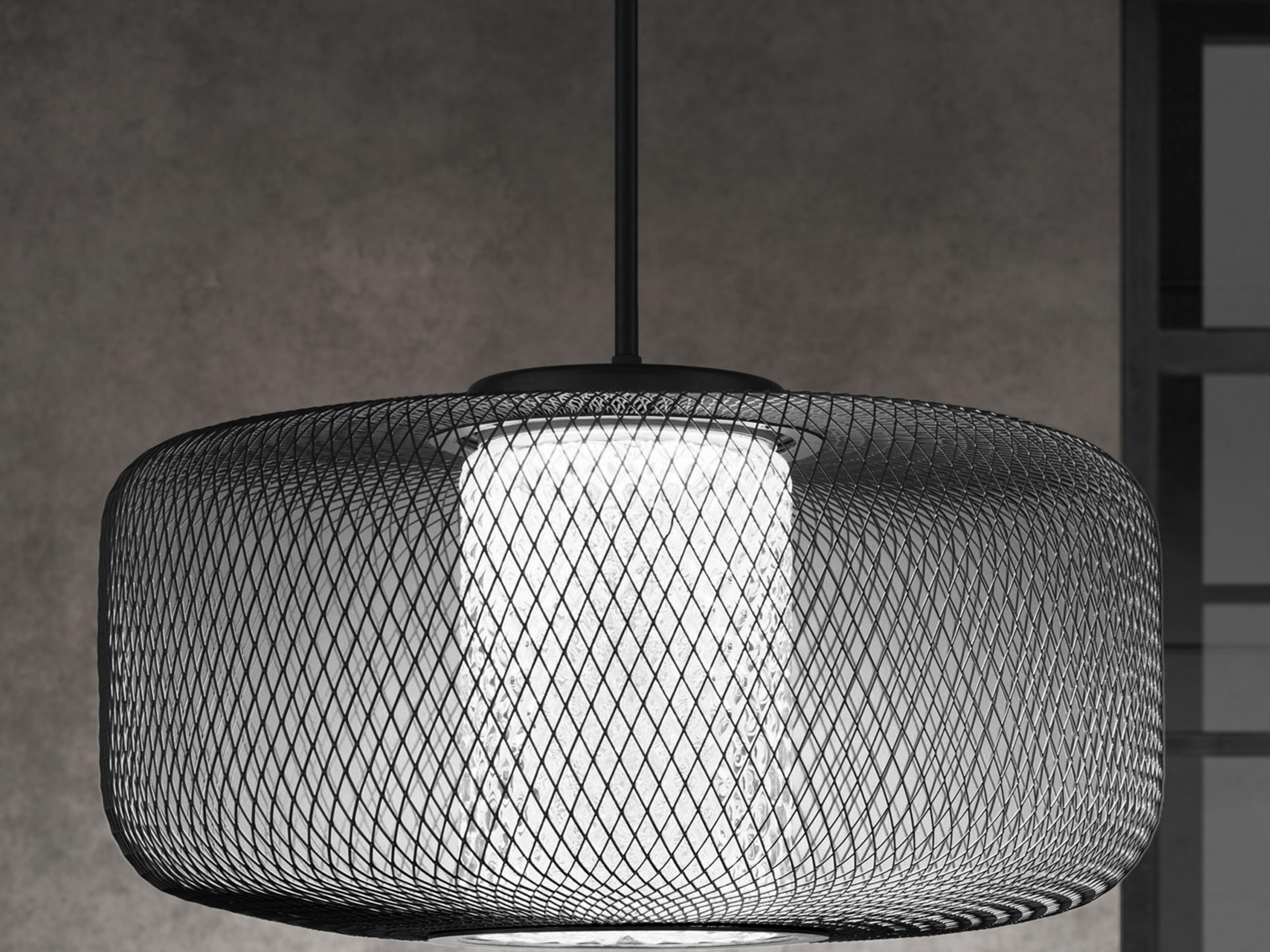 Schonbek Kodo 1-Light Black Crystal LED Drum Geometric Pendant