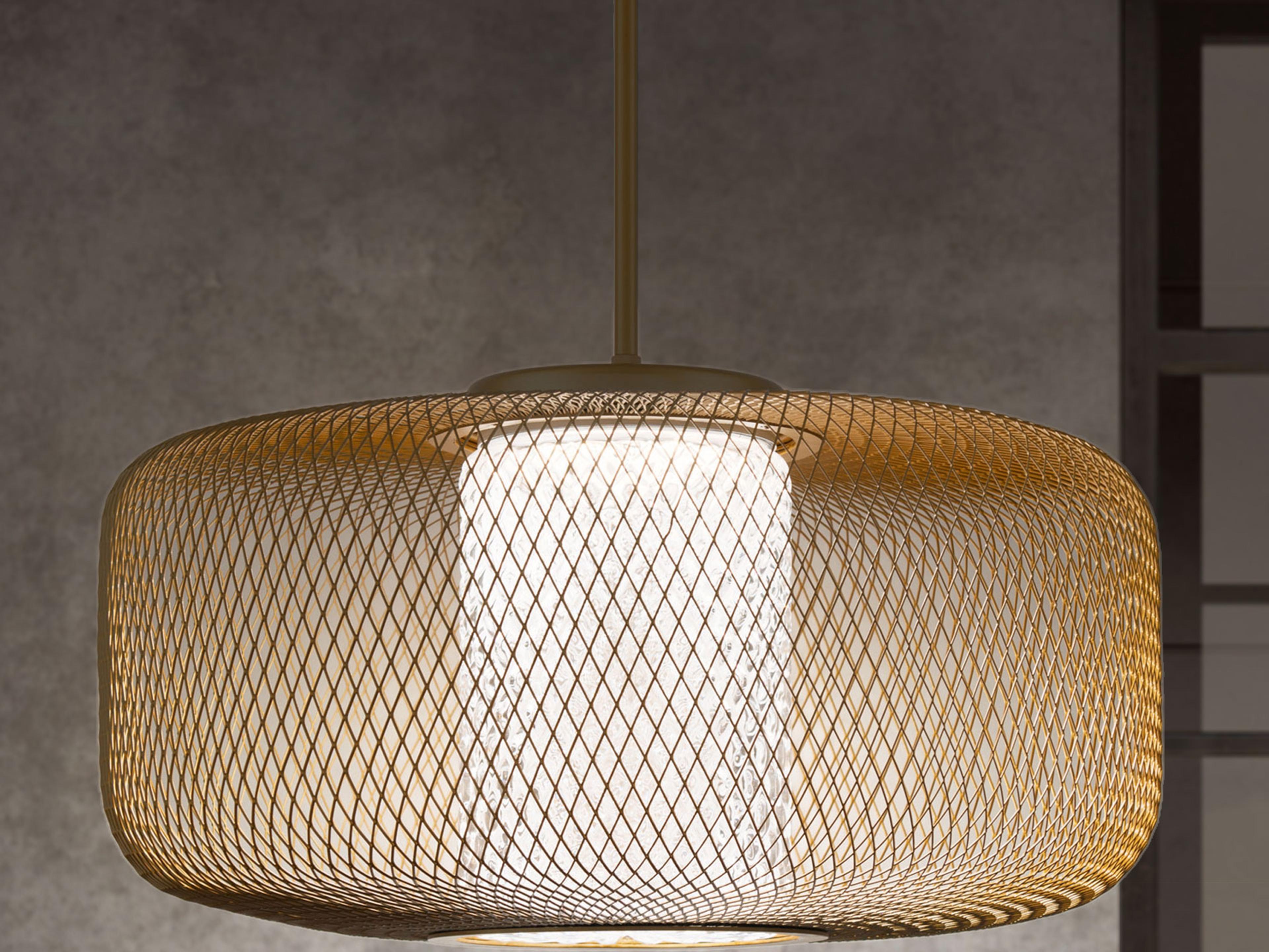 Schonbek Kodo 1-Light Gold Lace Crystal LED Drum Geometric Pendant