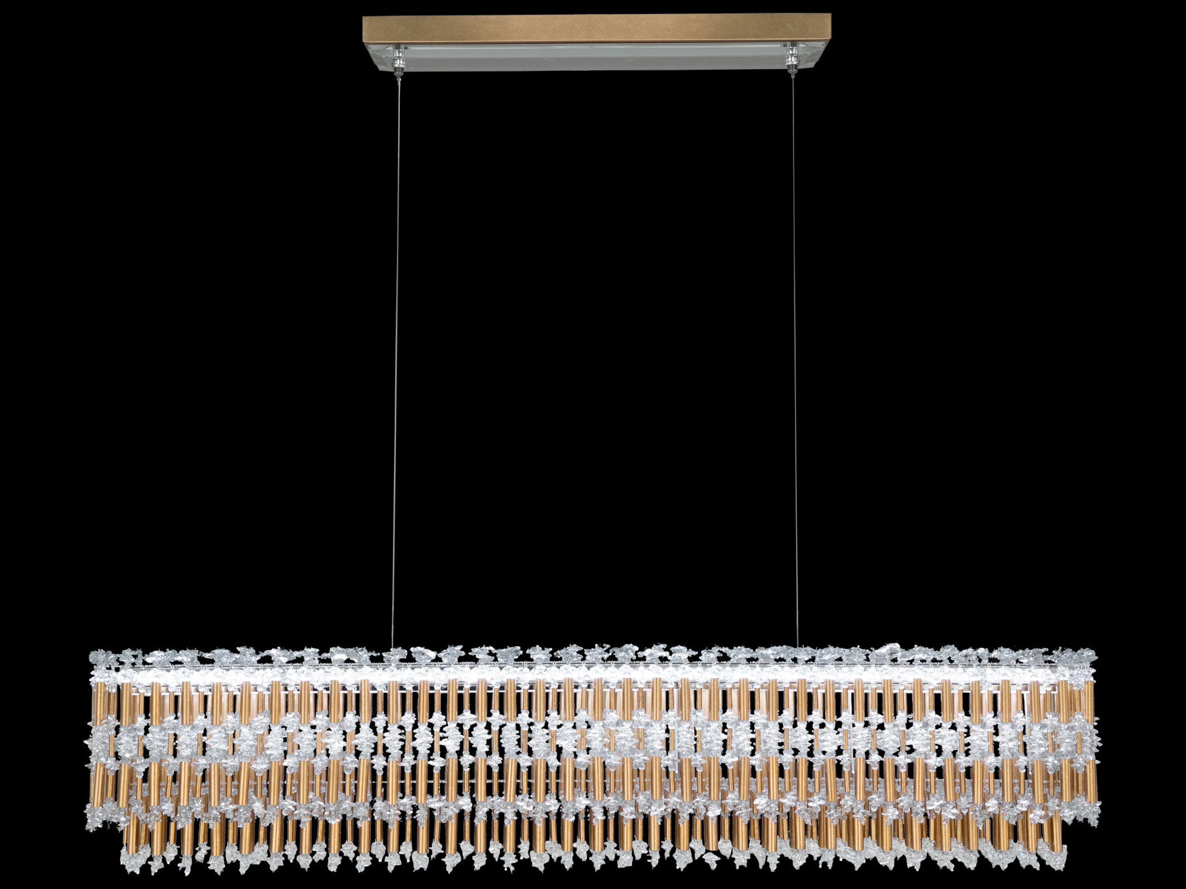 Schonbek Tahitian 1-Light Heirloom Gold Crystal LED Linear Island Pendant