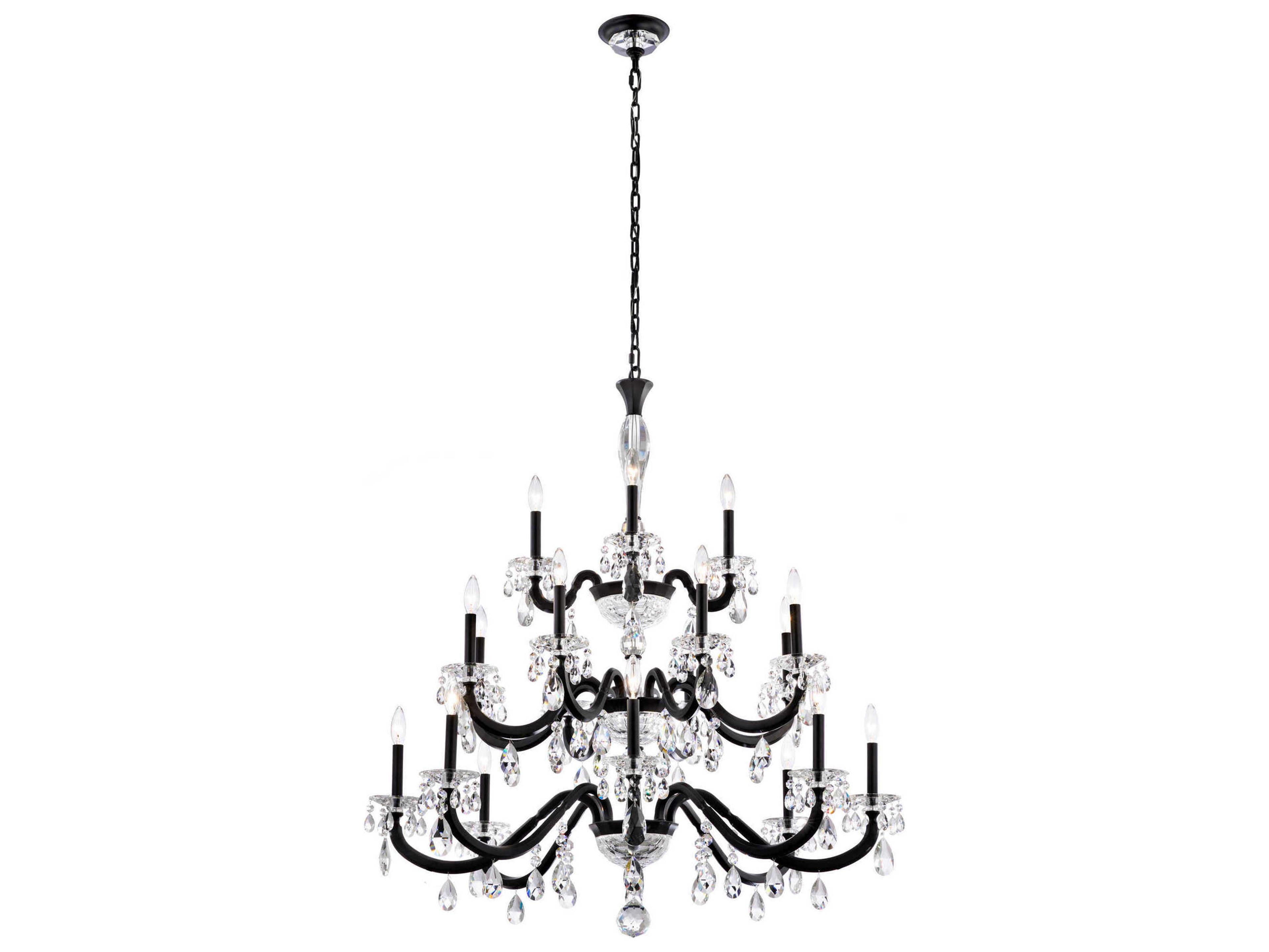 Schonbek San Marco 20-Light Black Crystal Candelabra Chandelier