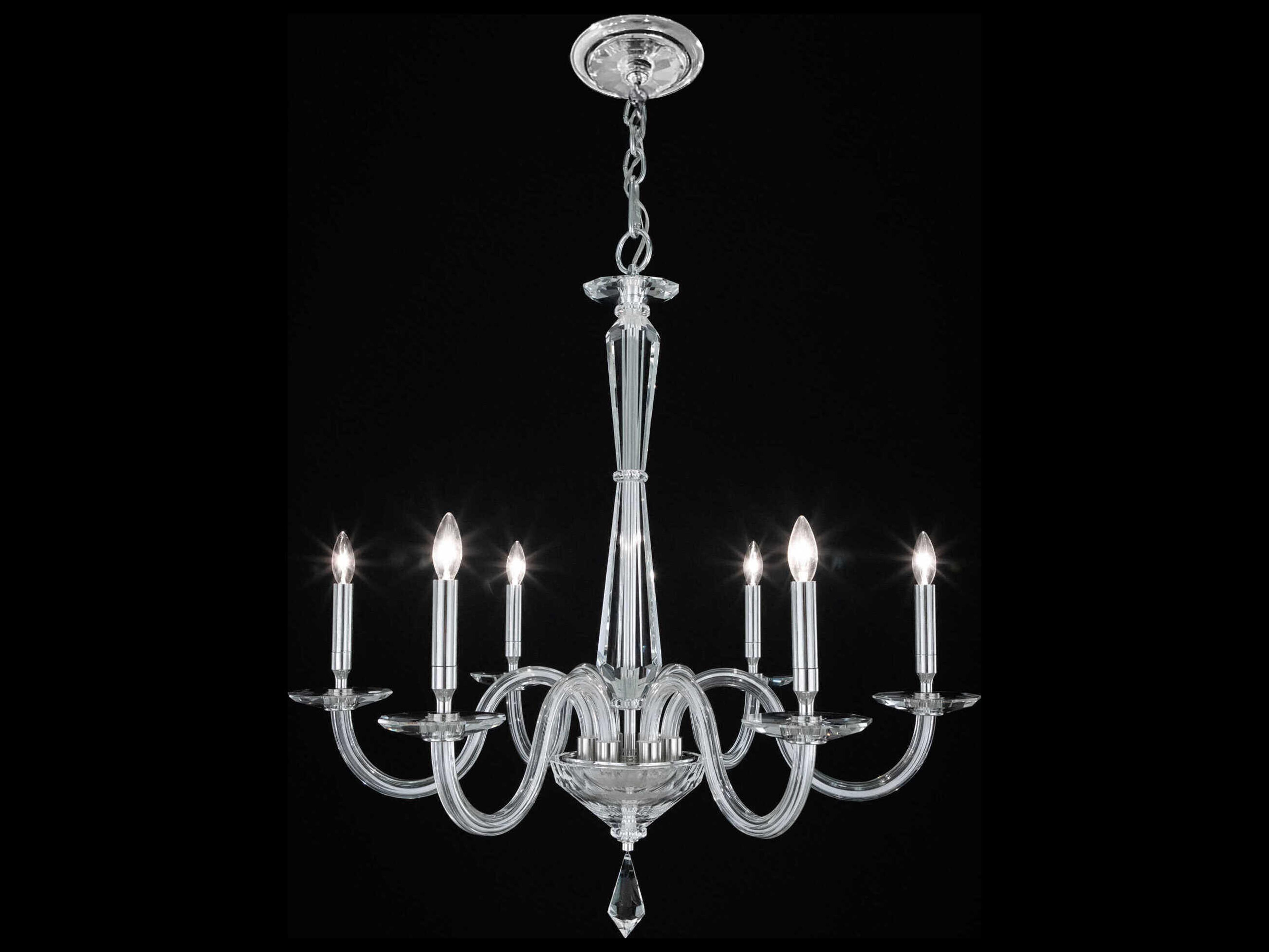 Schonbek Habsburg 6-Light Polished Chrome Crystal Candelabra Chandelier