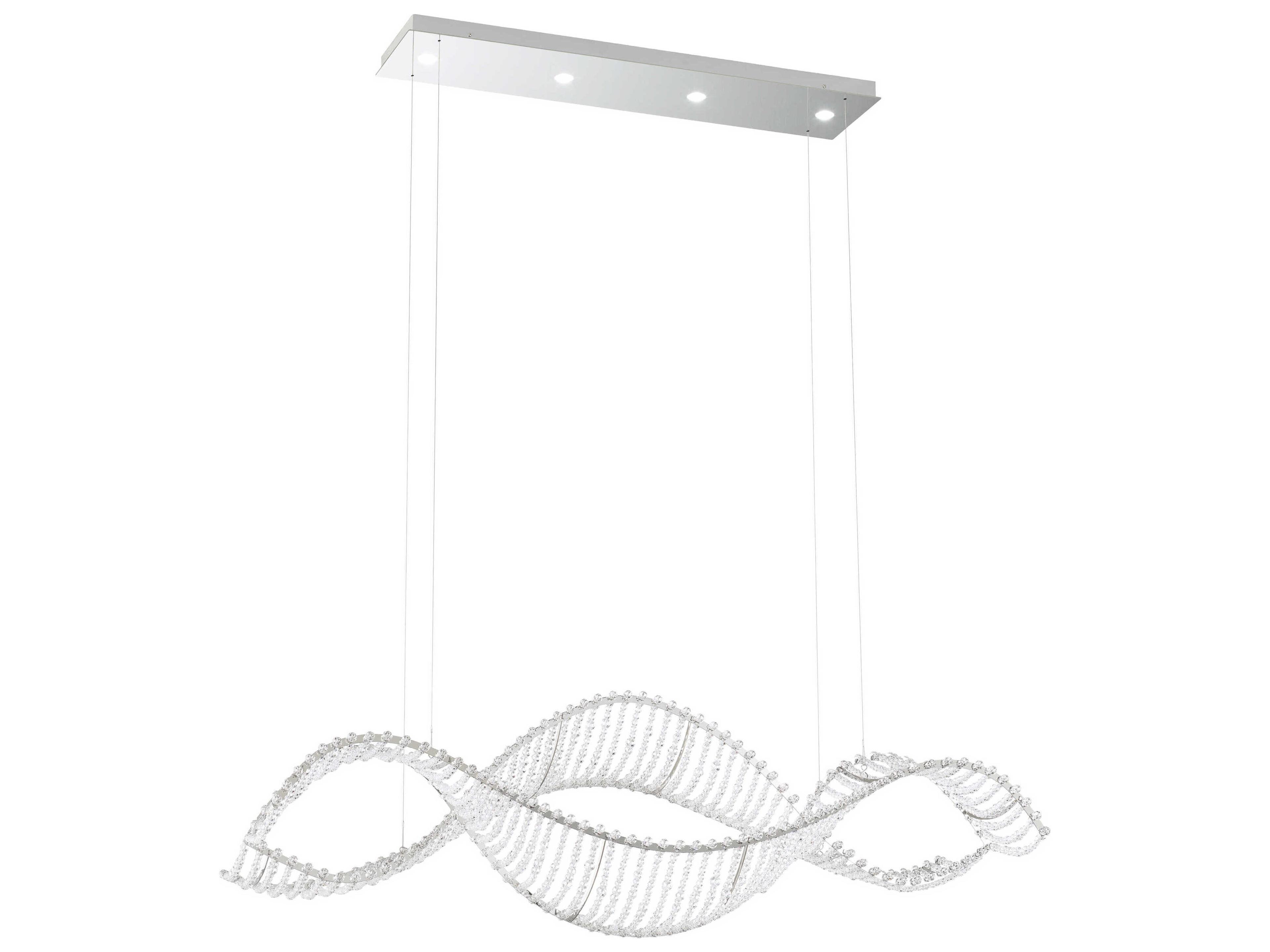 Schonbek Alon 4-Light Stainless Steel Silver Crystal LED Linear Island Pendant