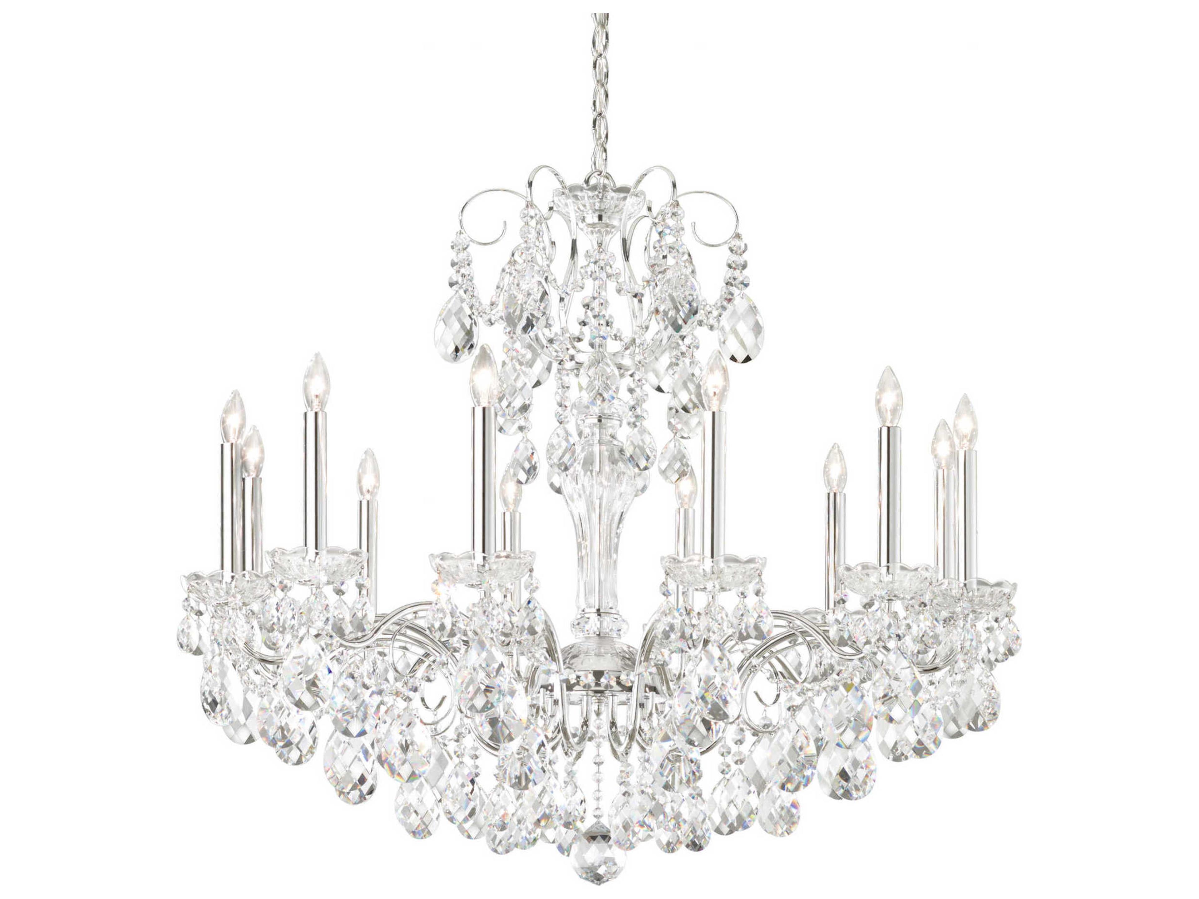 Schonbek Sonatina 12-Light Silver Crystal Candelabra Chandelier