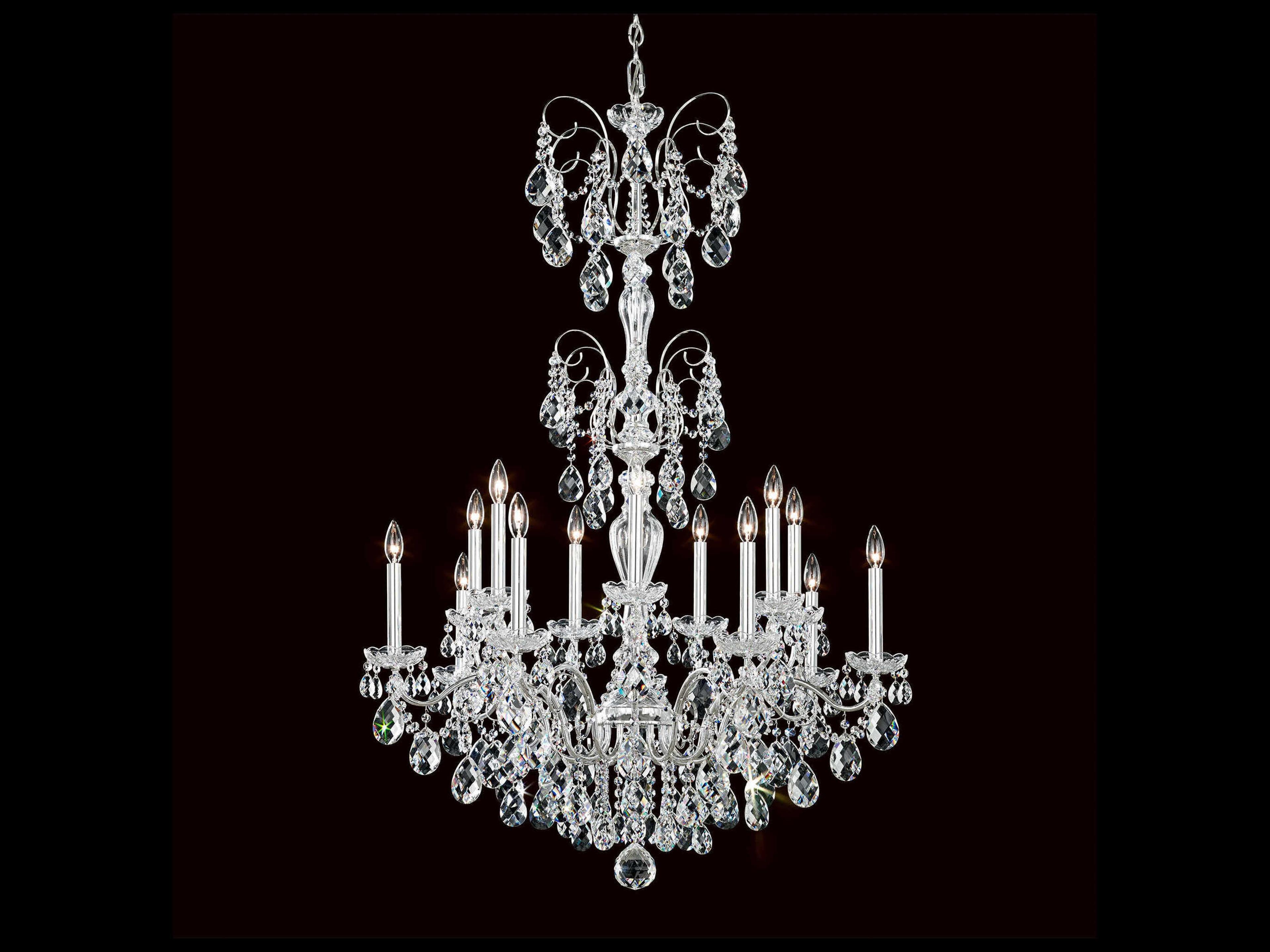 Schonbek Sonatina 14-Light Silver Crystal Candelabra Chandelier