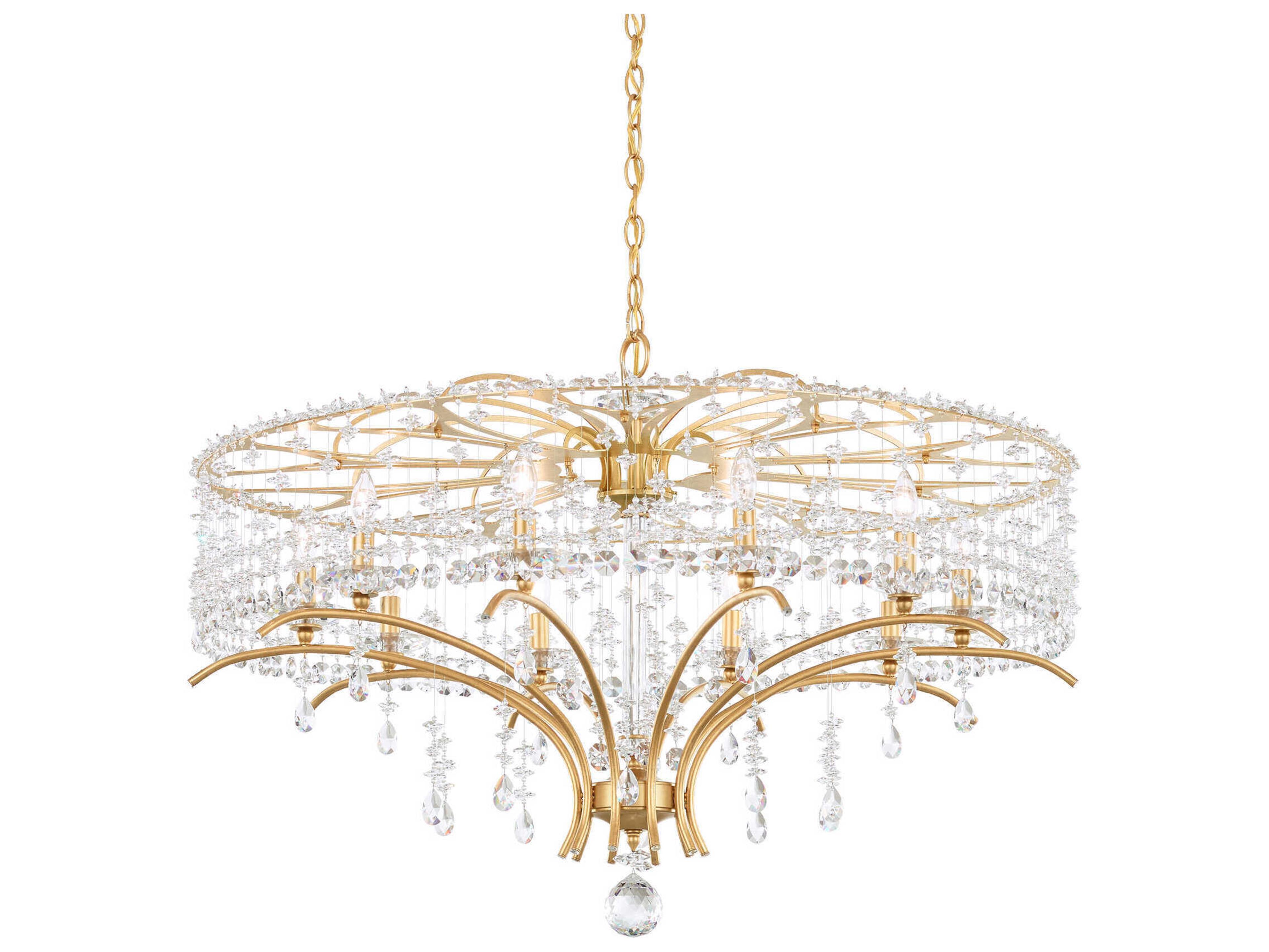 Schonbek Bella Rose 10-Light Gold Crystal Candelabra Chandelier