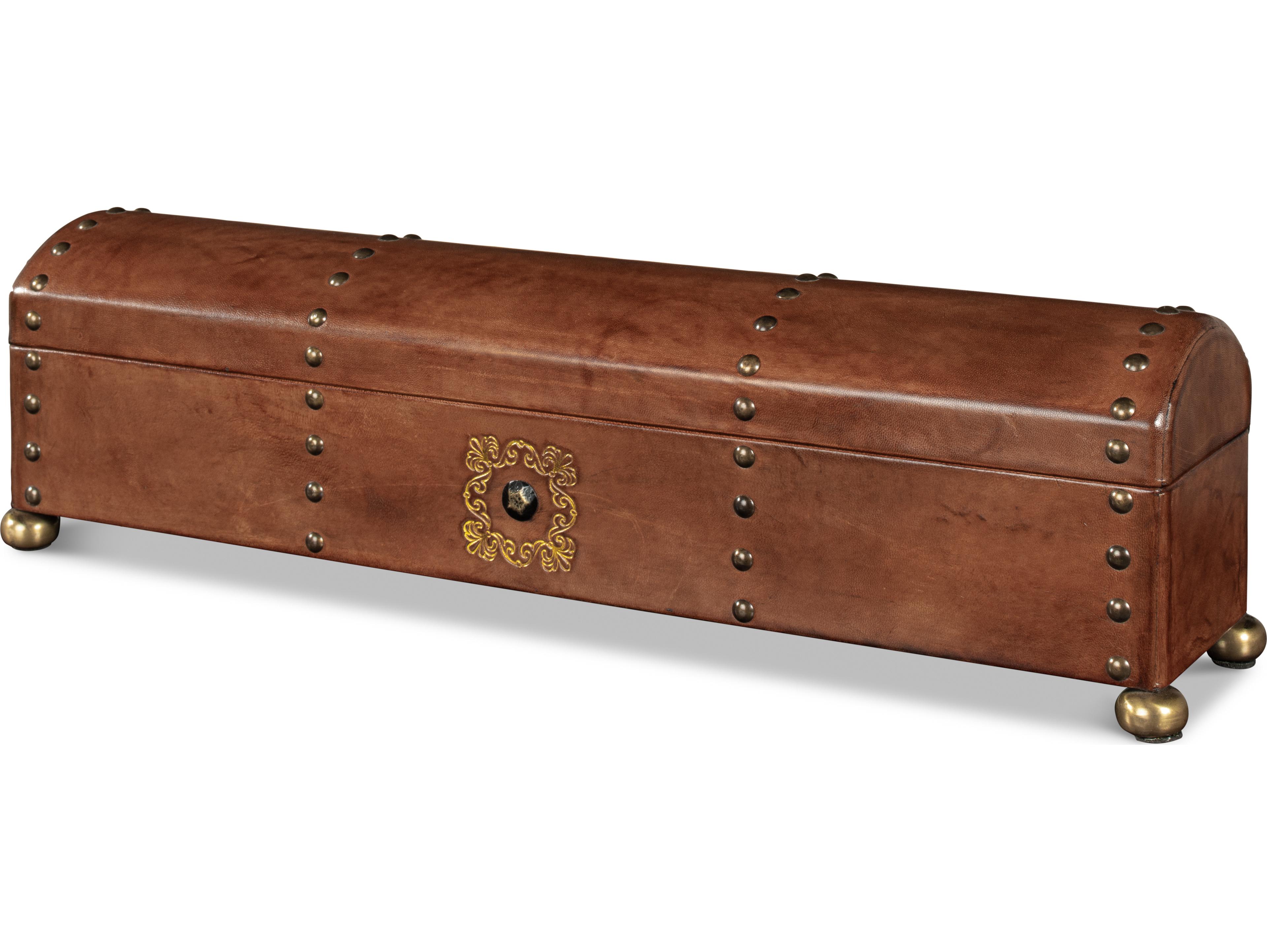 Sarreid Ltd Telescope Leather Box W/Tacks