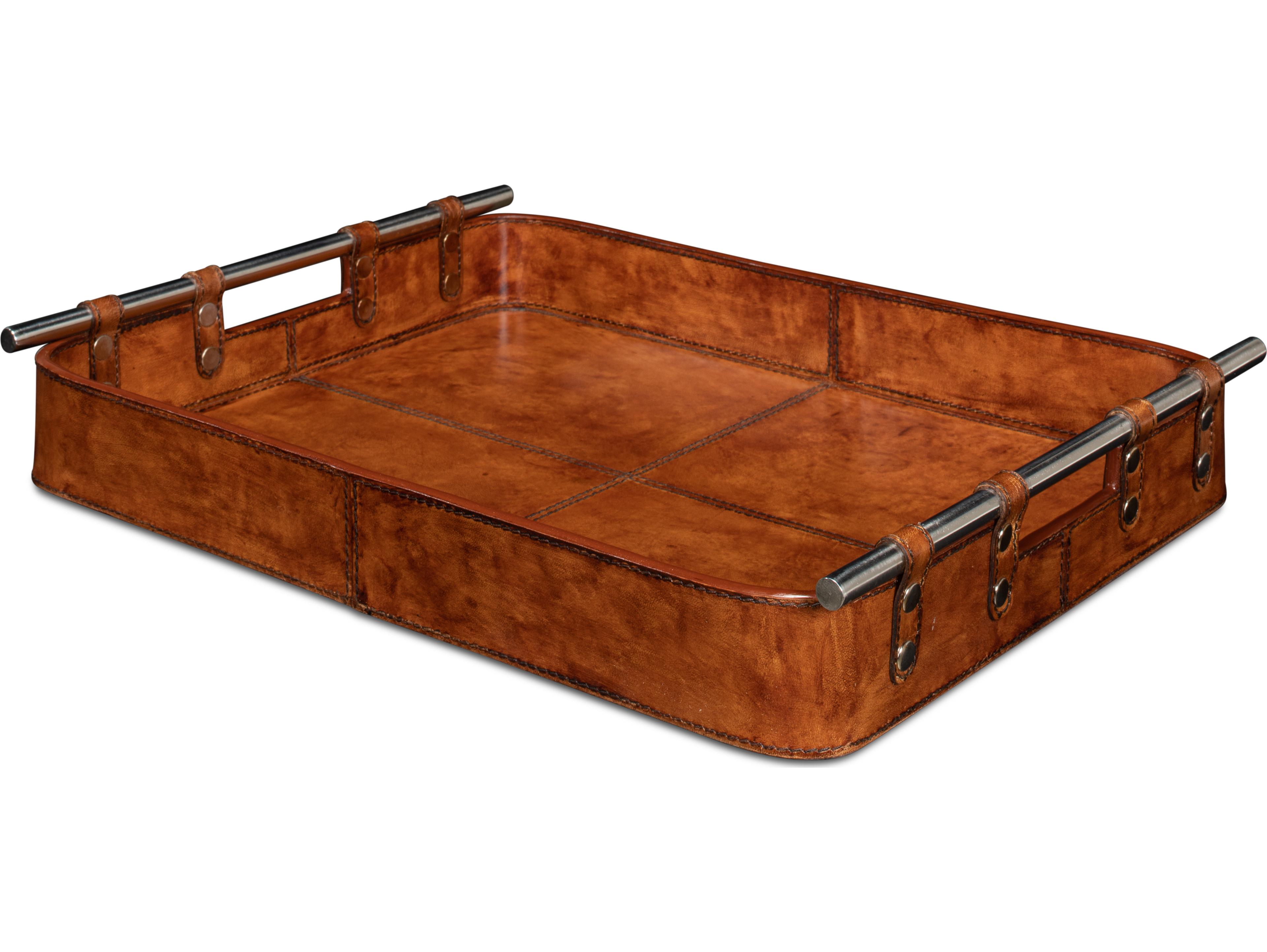 Sarreid Ltd Safari Leather Tray