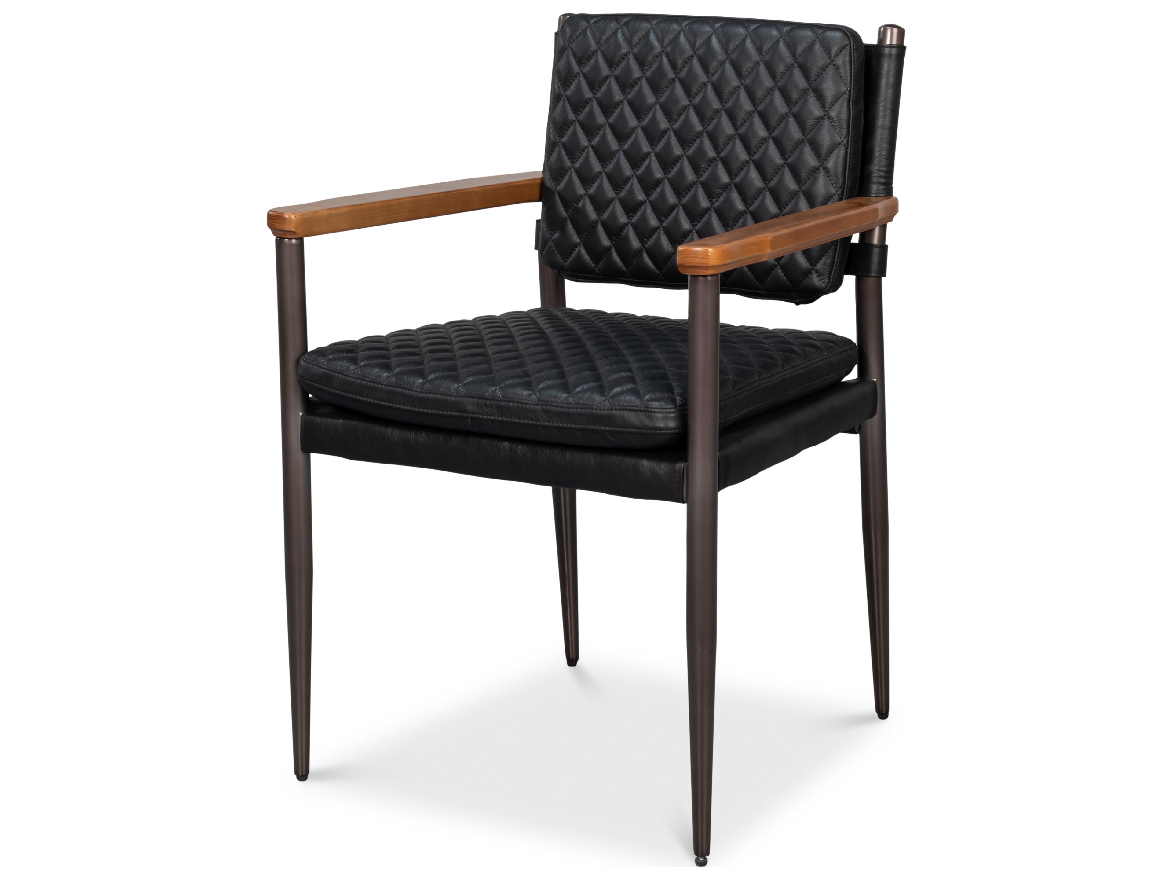 Sarreid Ltd The Harley Black Leather Accent Chair