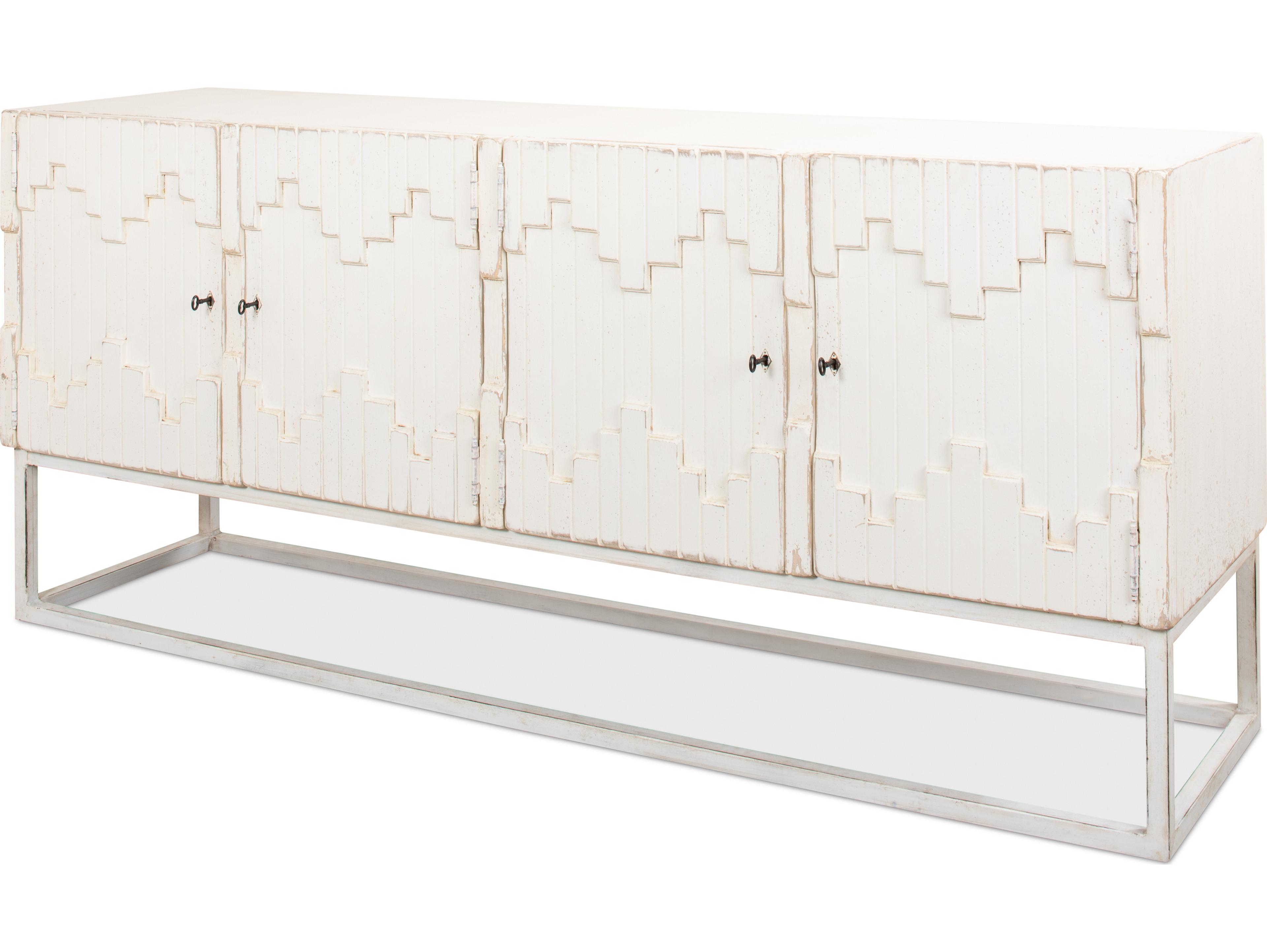 Sarreid Ltd Aztec Sideboard On Stand Whitewash