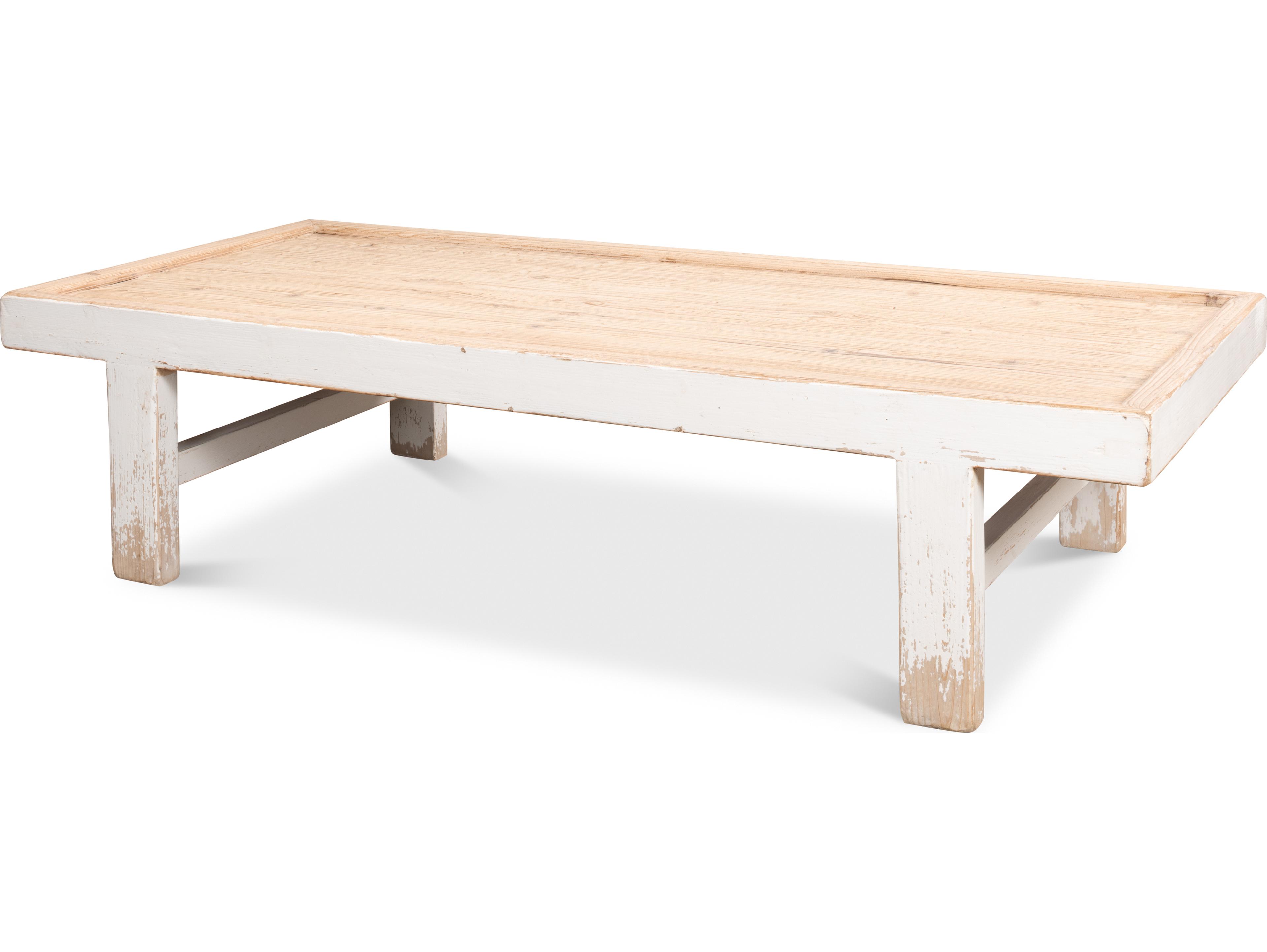 Sarreid Ltd Large Wood Panel Coffee Table Antique White