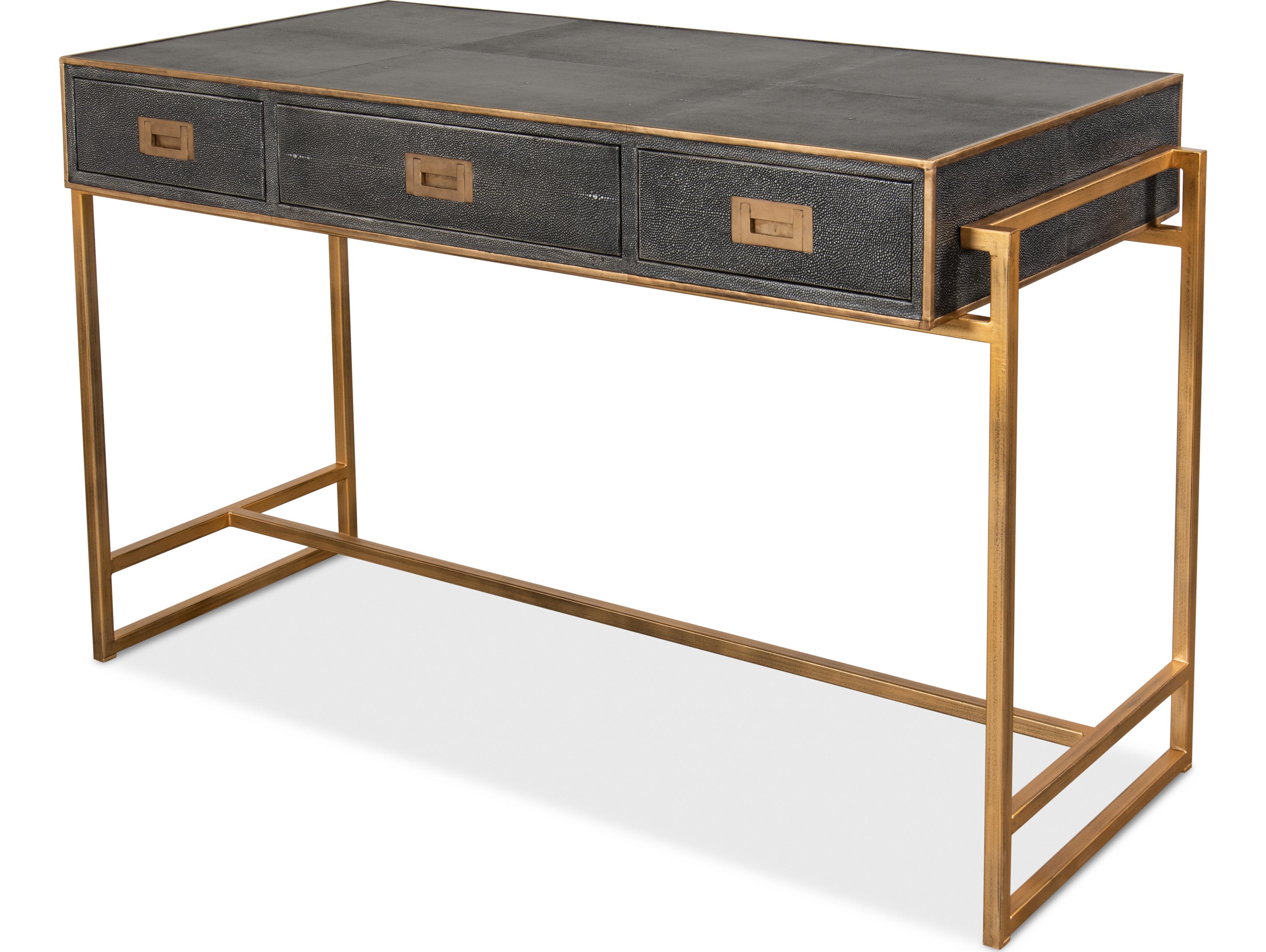 Sarreid Ltd Grey Leather Shagreen Desk