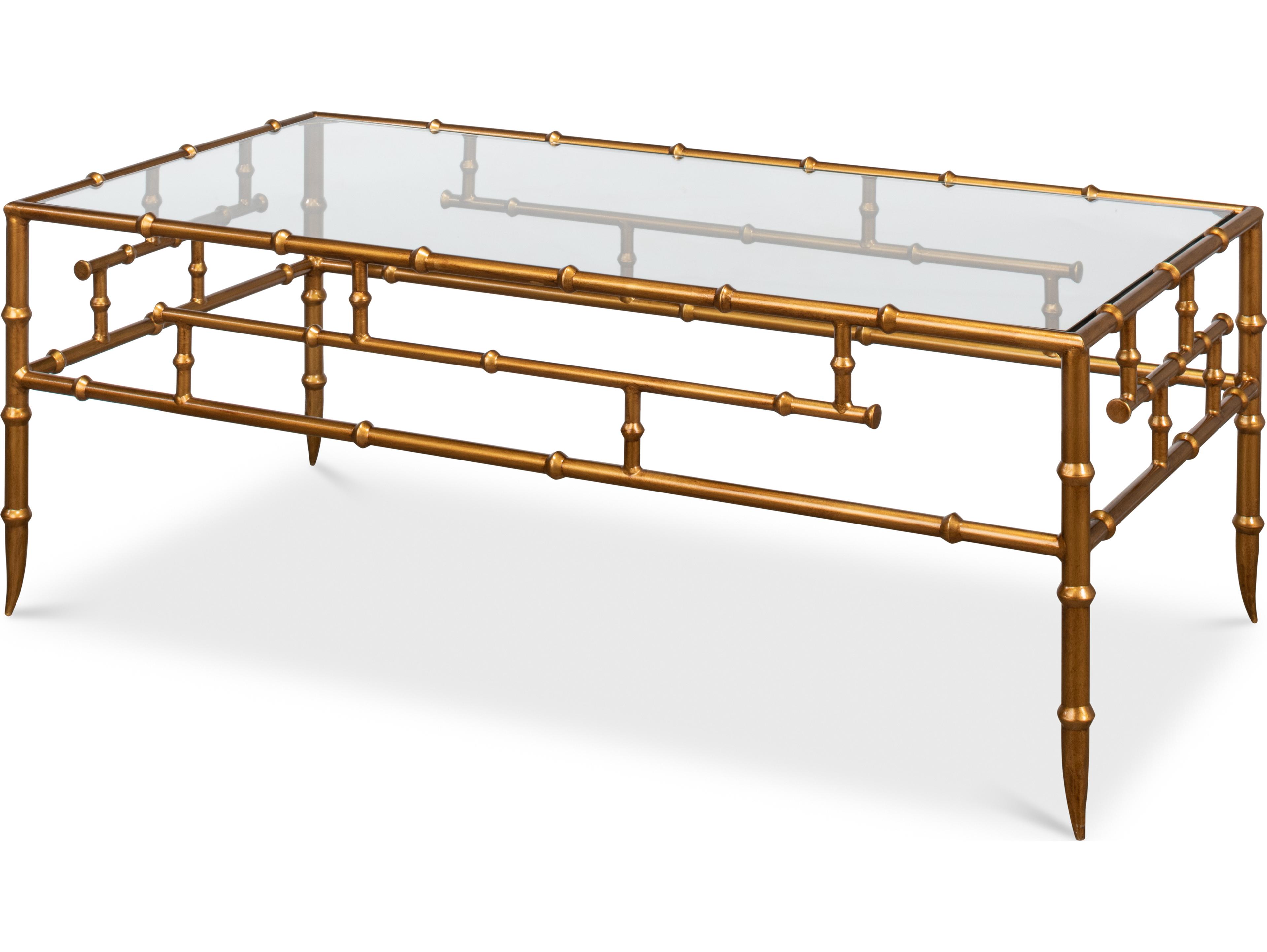 Sarreid Ltd Faux Bamboo Metal Coffee Table 48"
