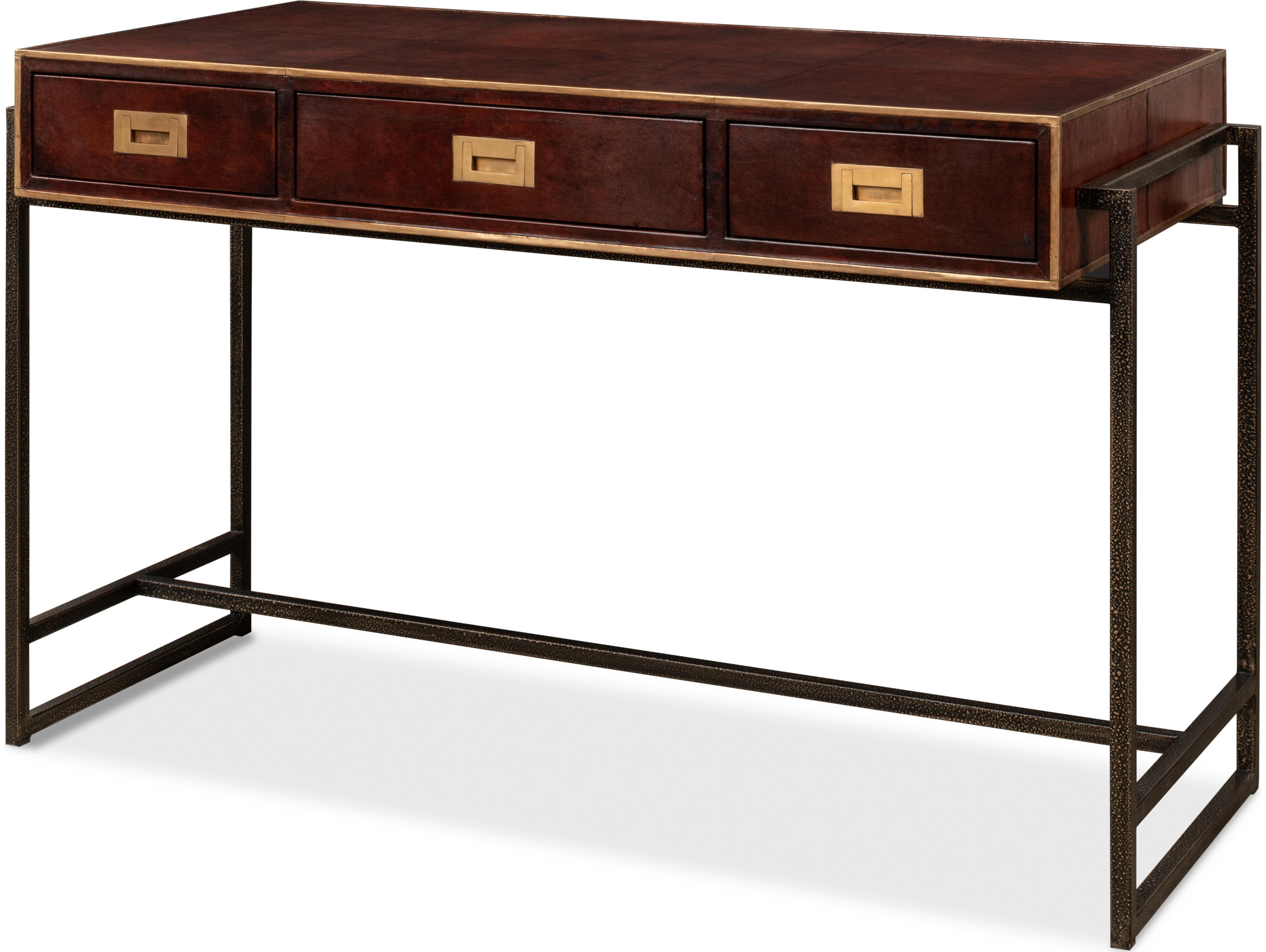 Sarreid Ltd Old Brown Leather Desk