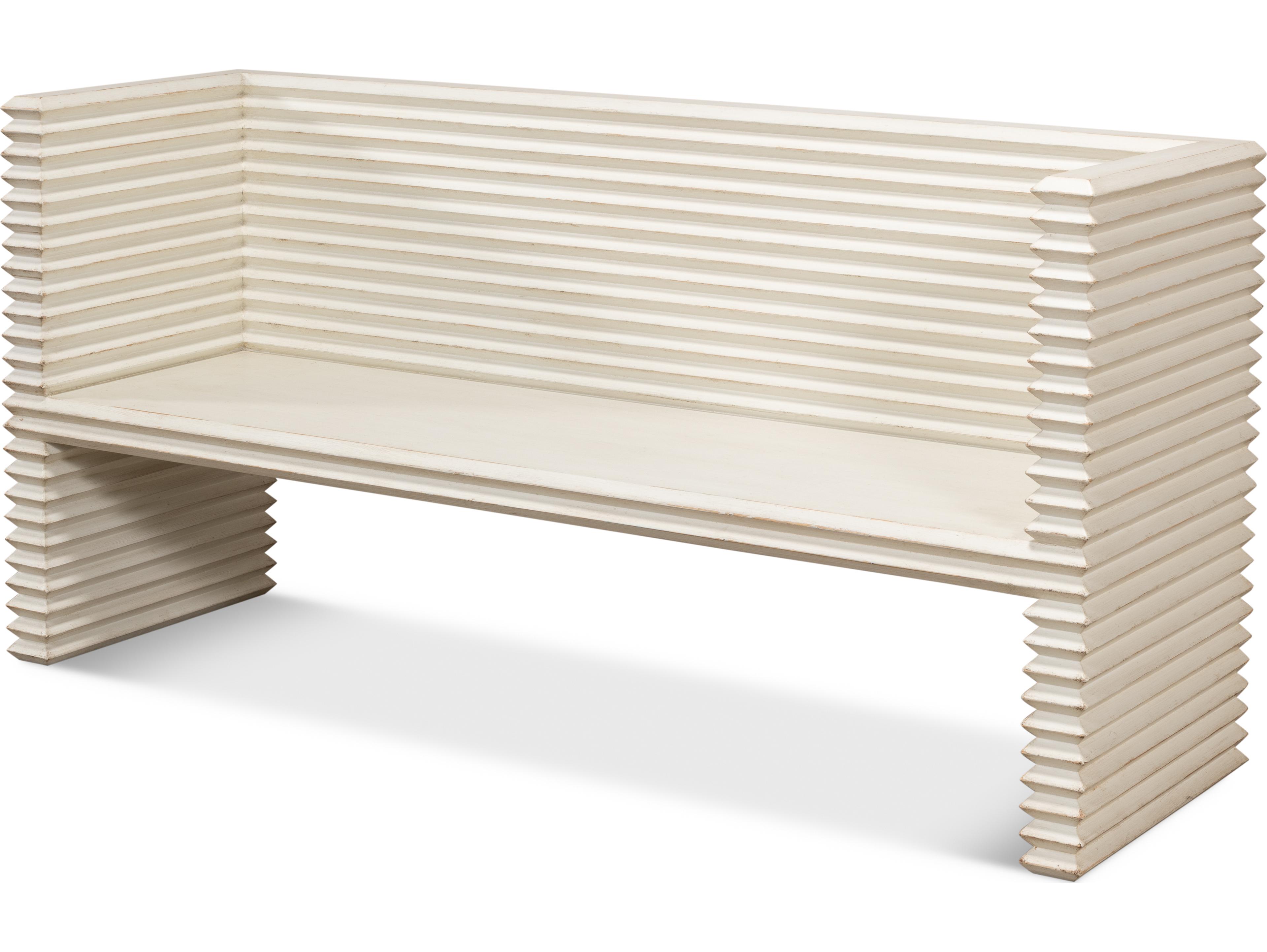 Sarreid Ltd Stacked Bench Antique White