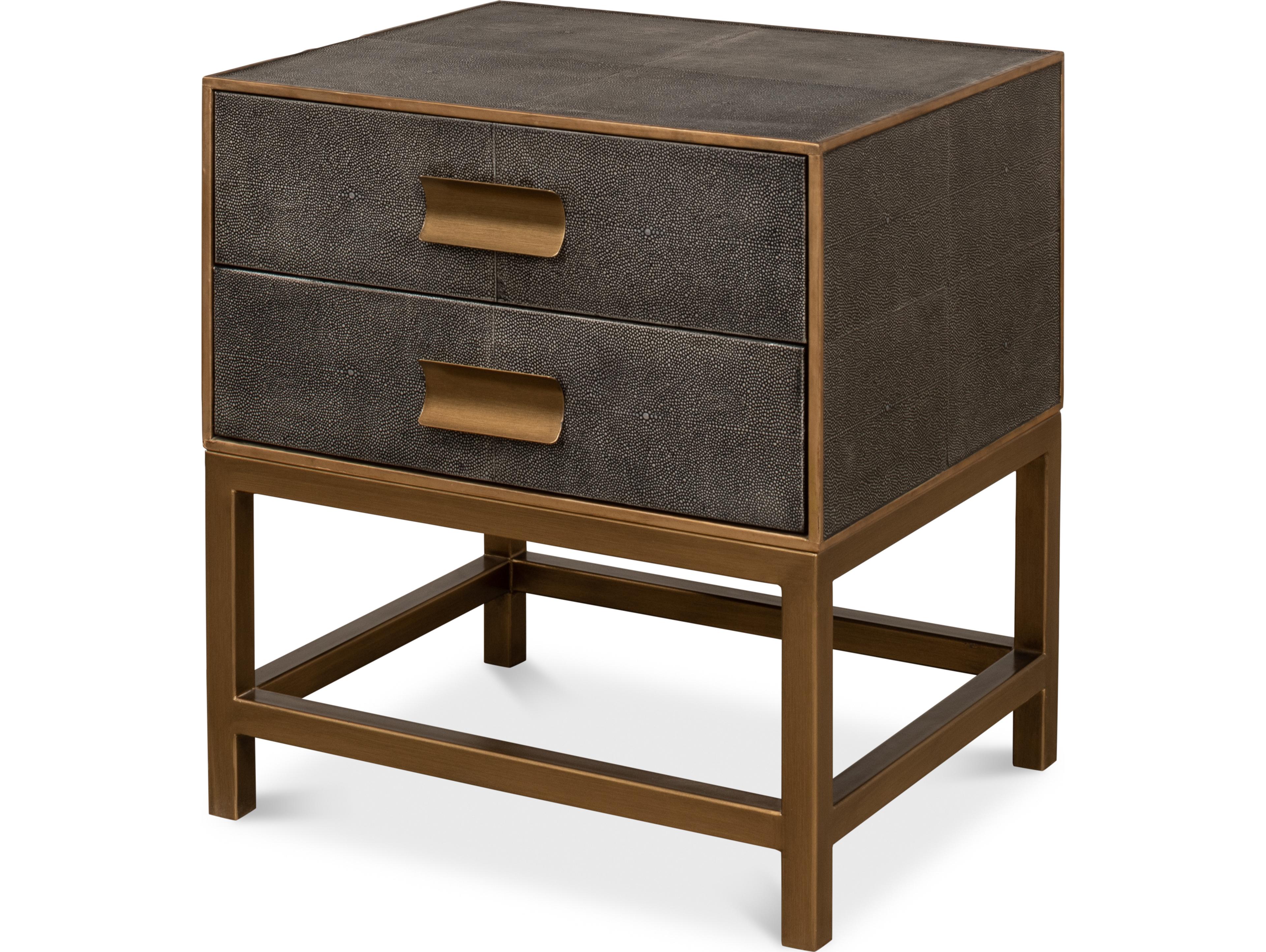 Sarreid Ltd Gideon Shagreen Side Table Antique Grey