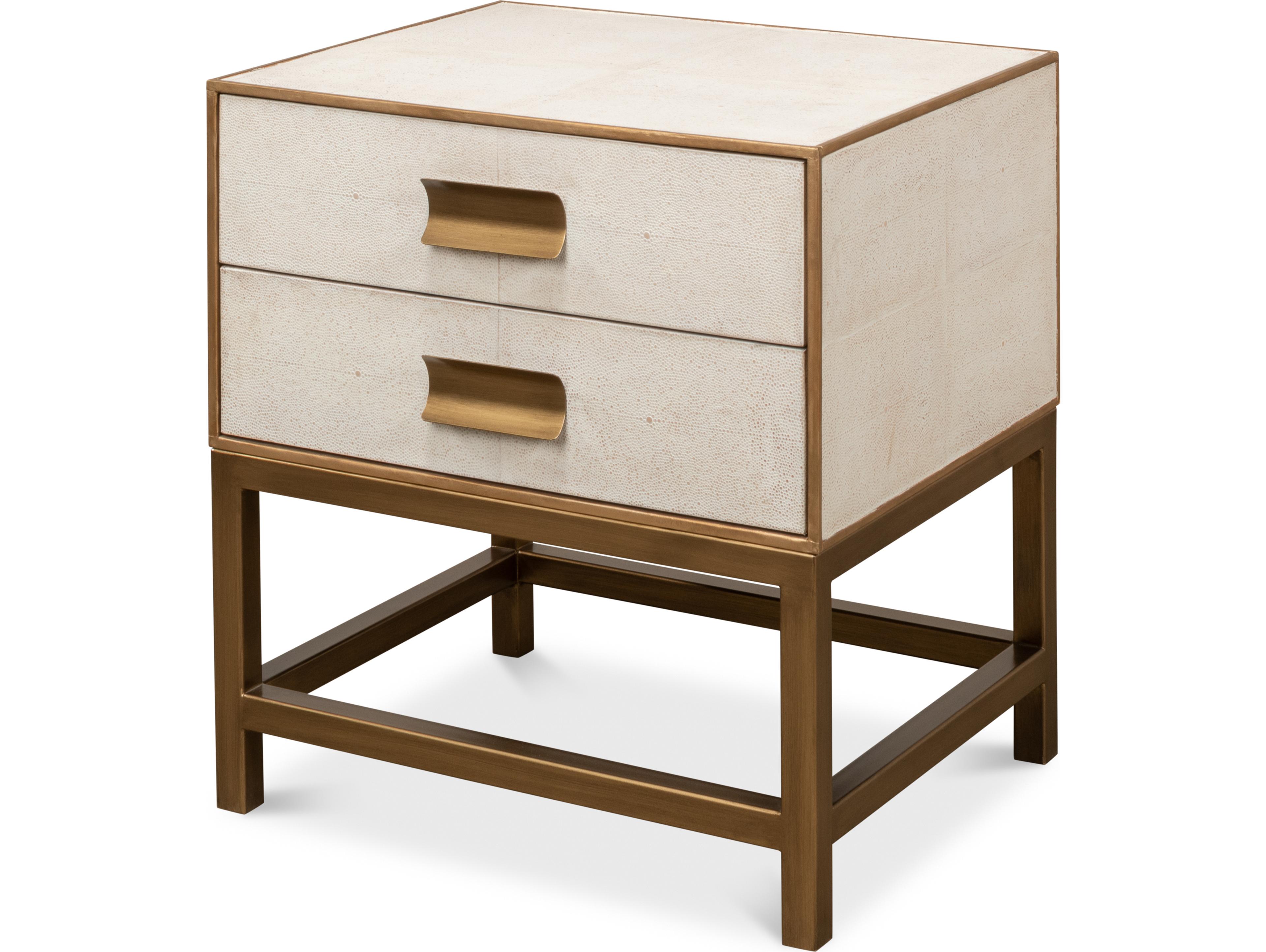 Sarreid Ltd Gideon Shagreen Side Table Osprey White