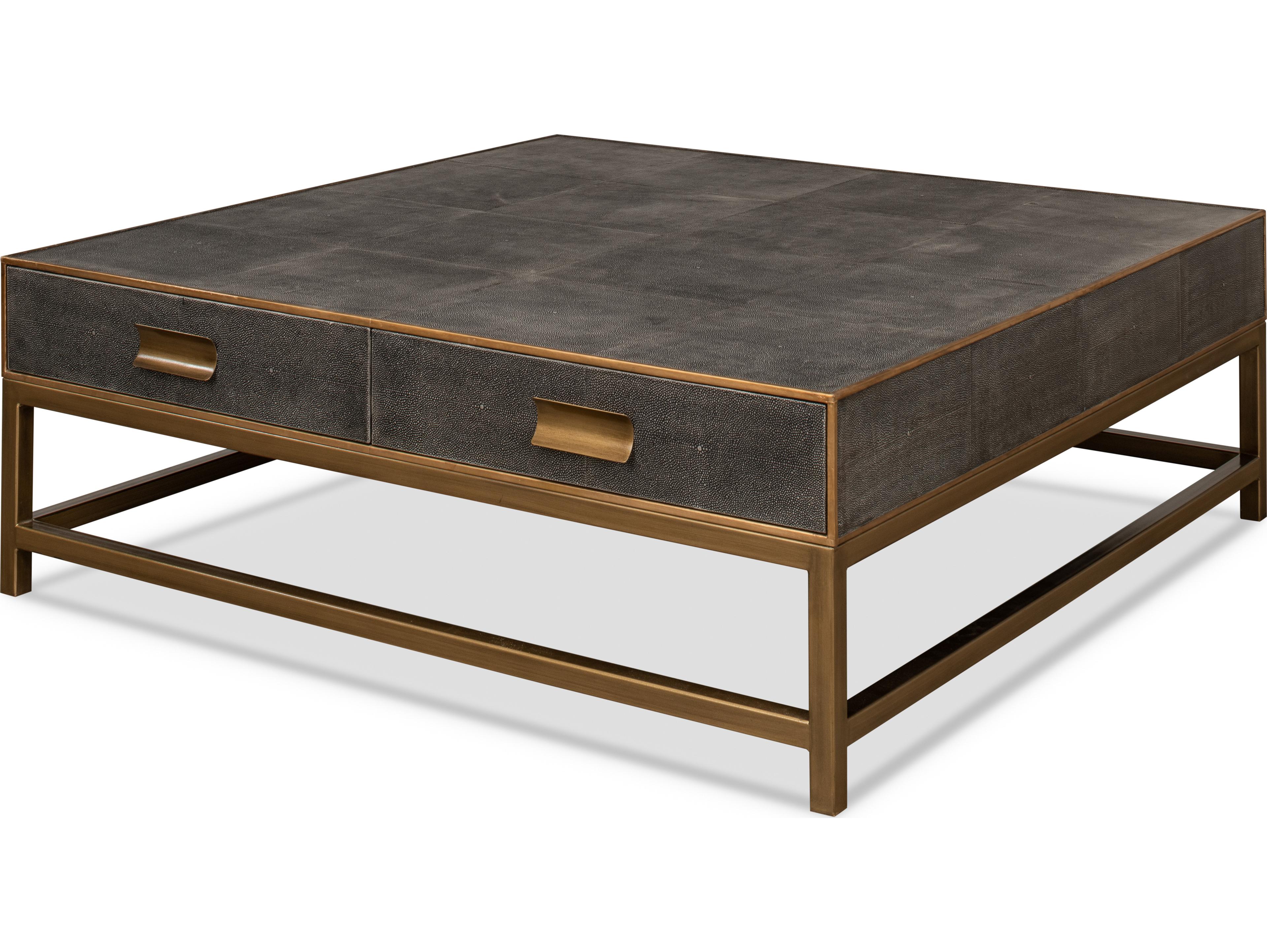 Sarreid Ltd Gideon Shagreen Square Coffee Table Antique Grey