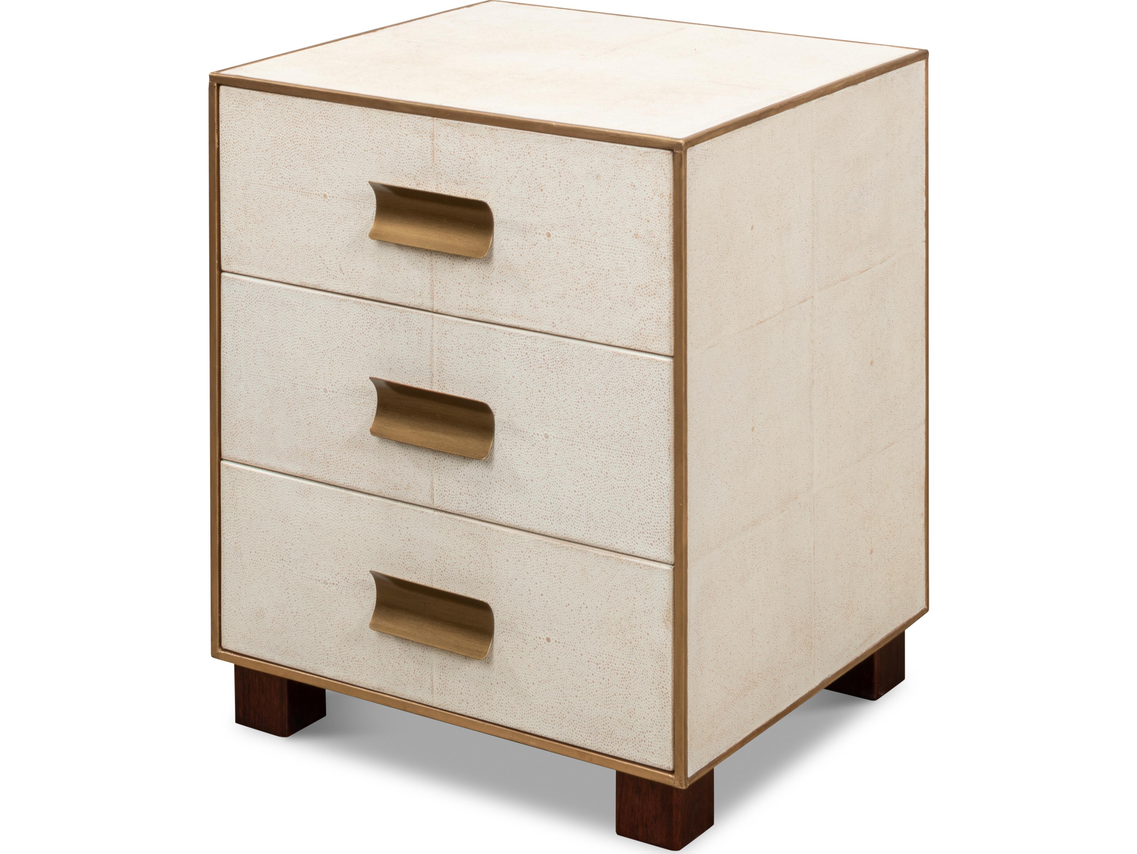 Sarreid Ltd Shagreen 3 Drawer Side Table Osprey White