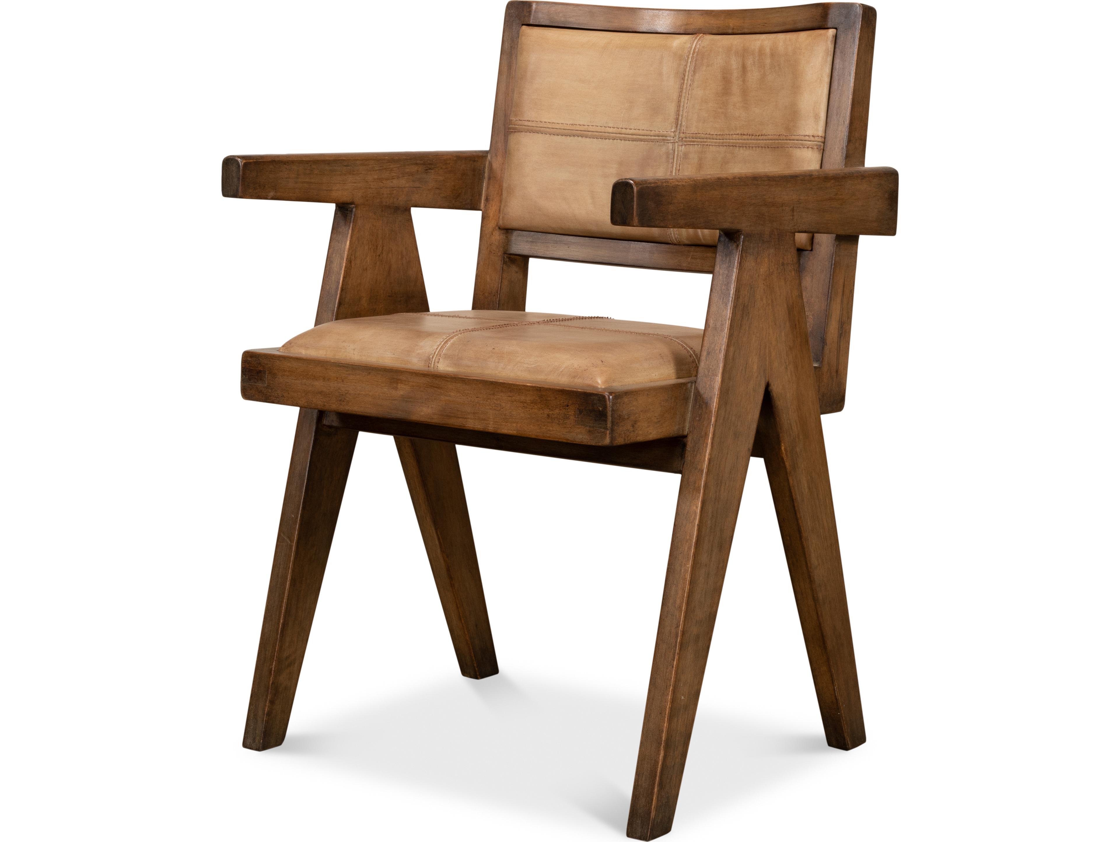 Sarreid Ltd Angus Chair Brown with Brown Leather