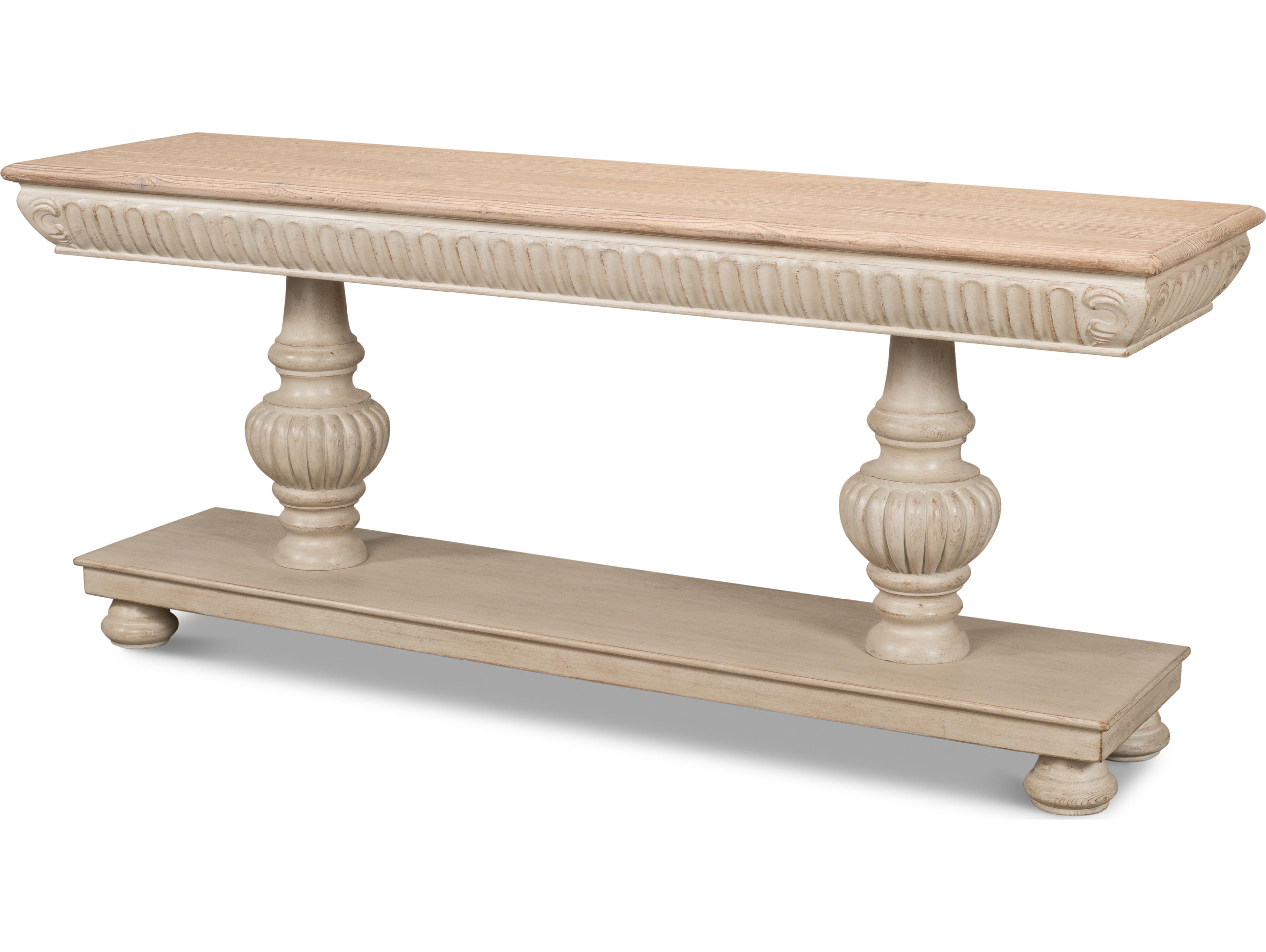 Sarreid Ltd Hugo Console Stone Grey with Natural Top