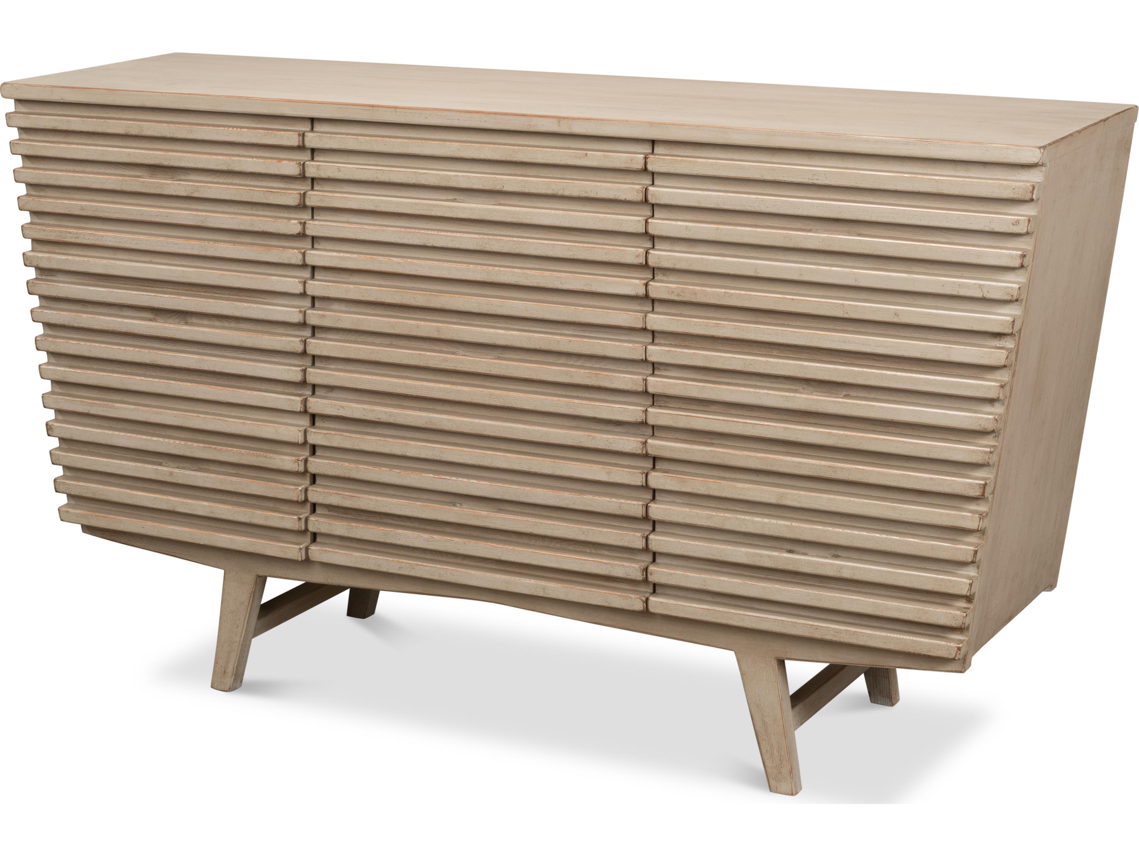 Sarreid Ltd Ribbed 9 Drawer Commode Stone Grey