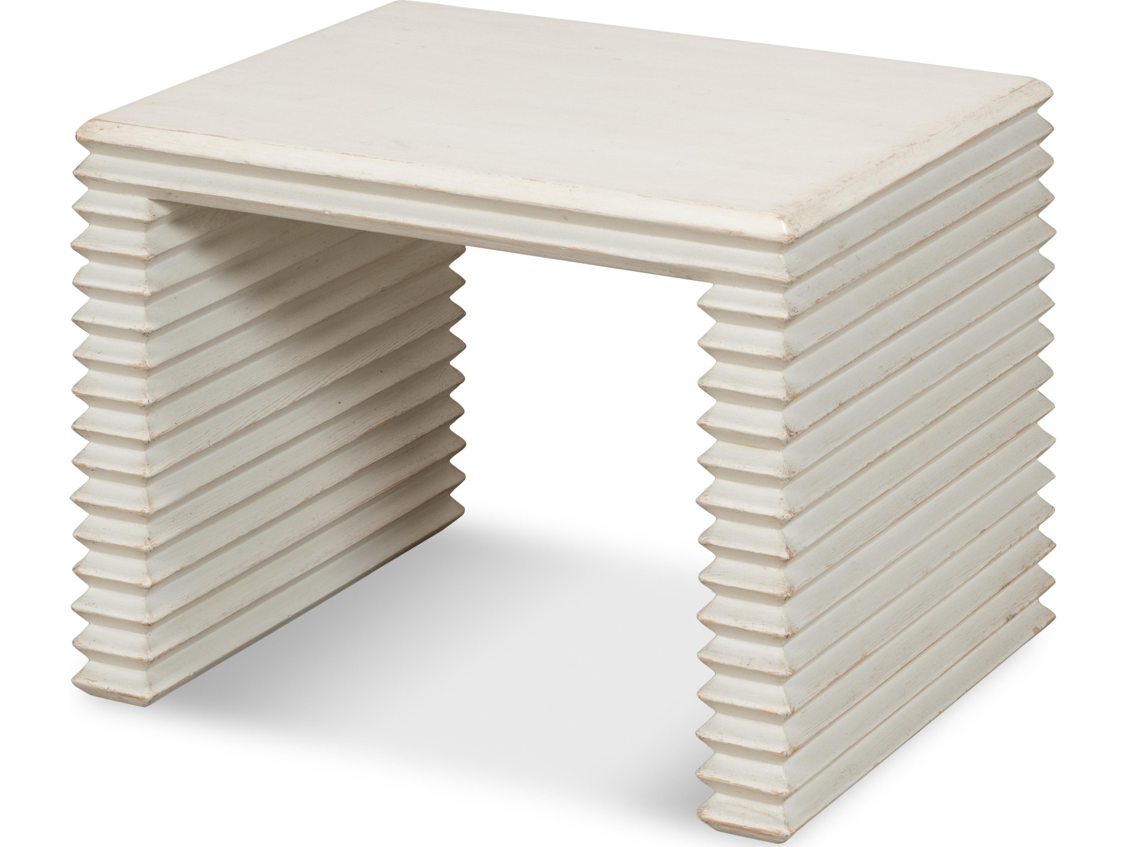 Sarreid Ltd Stacked Stool Antique White