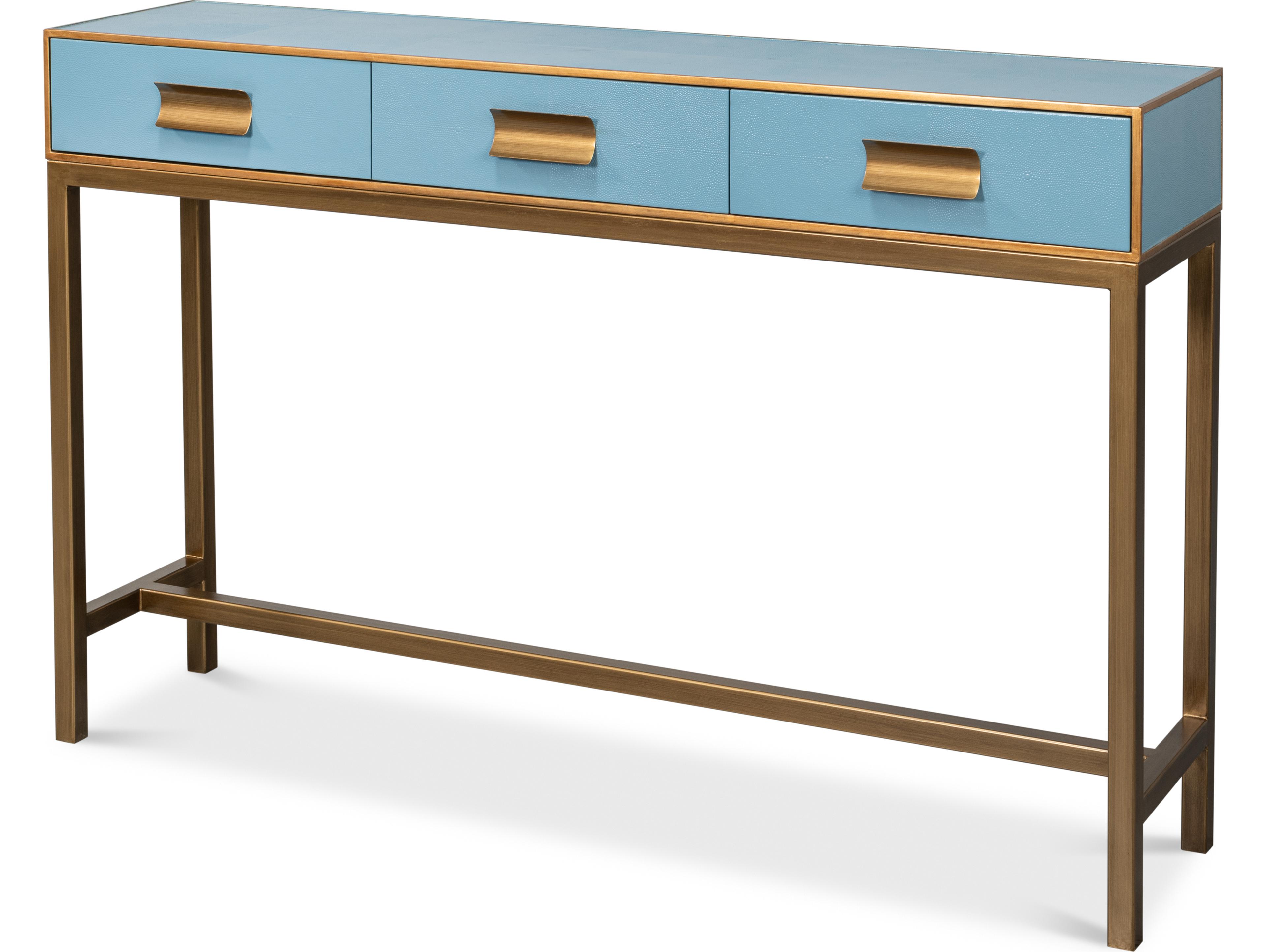 Sarreid Ltd Gideon Shagreen Console Chambray Blue