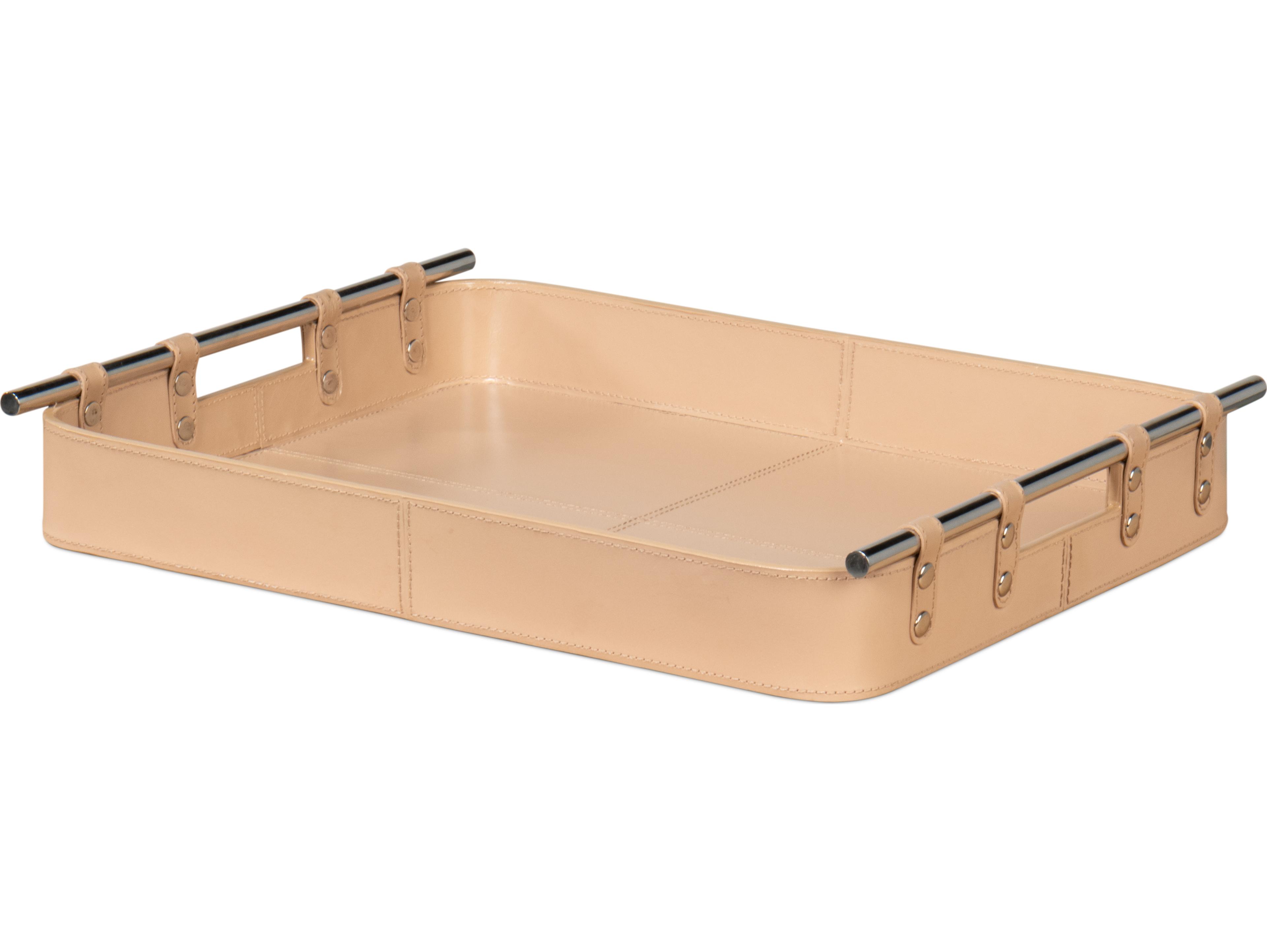 Sarreid Ltd Safari Leather Tray Mushroom