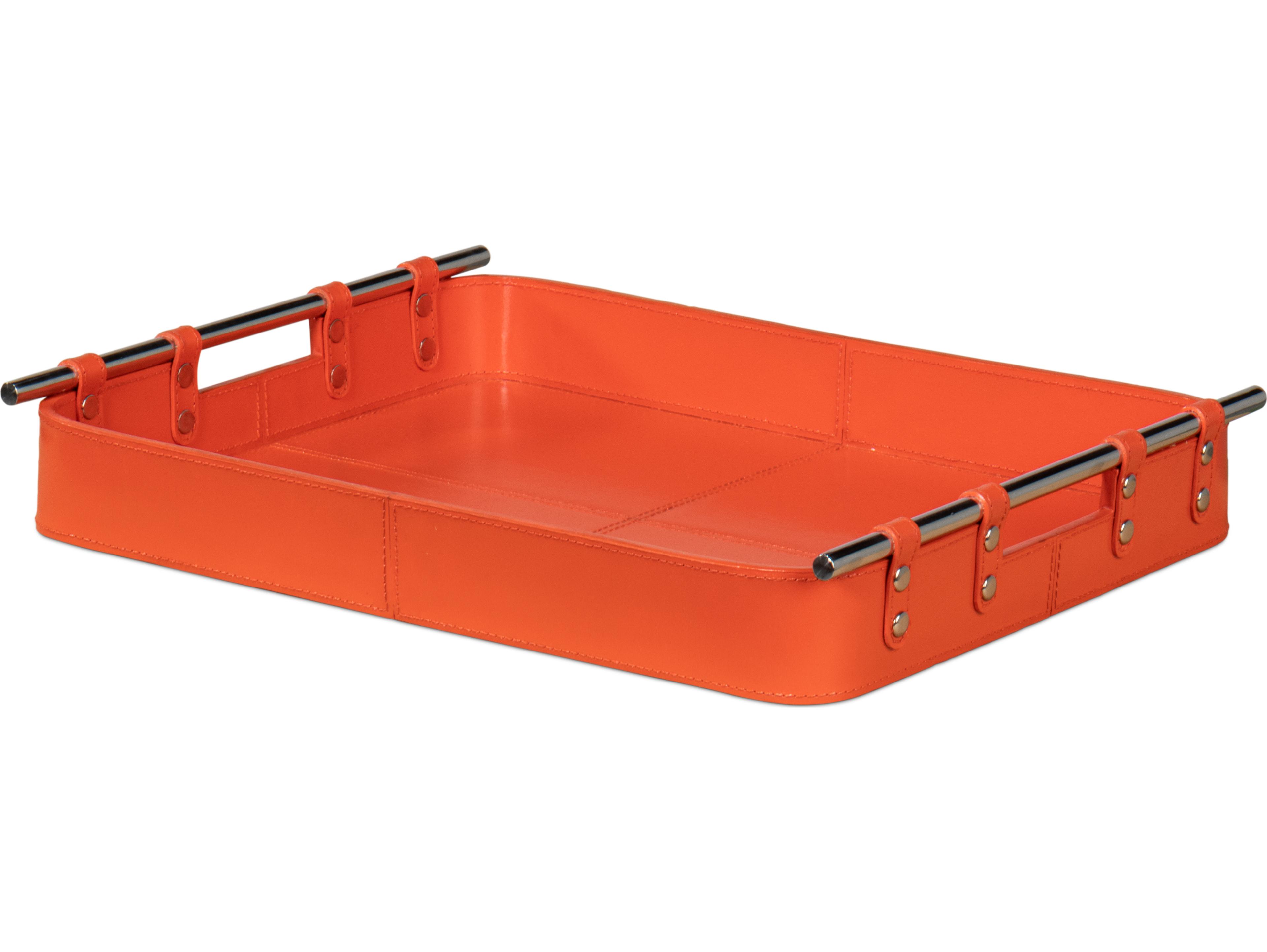 Sarreid Ltd Safari Leather Tray Orangeade