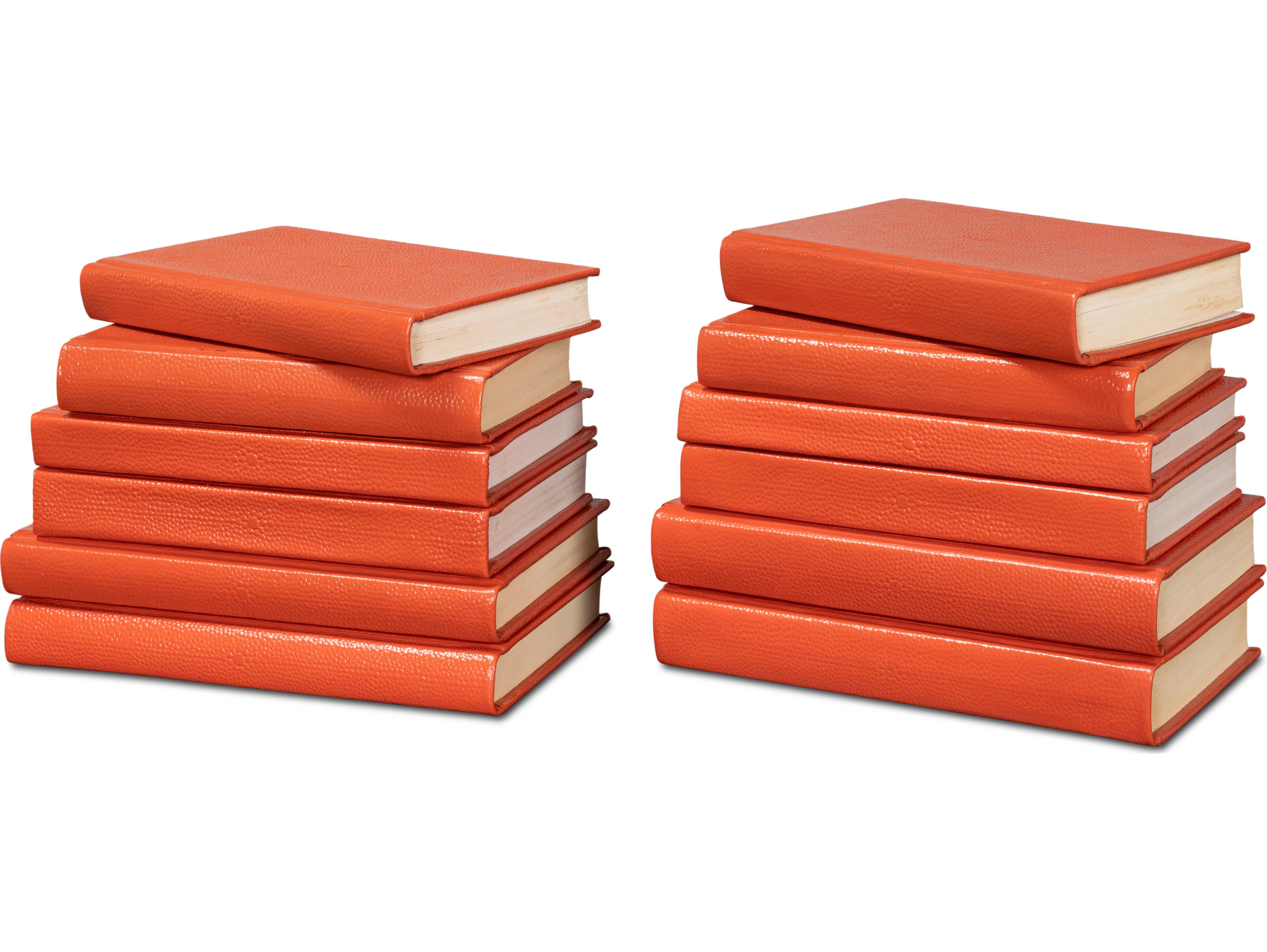 Sarreid Ltd Shagreen Books Set of 12 Orangeade