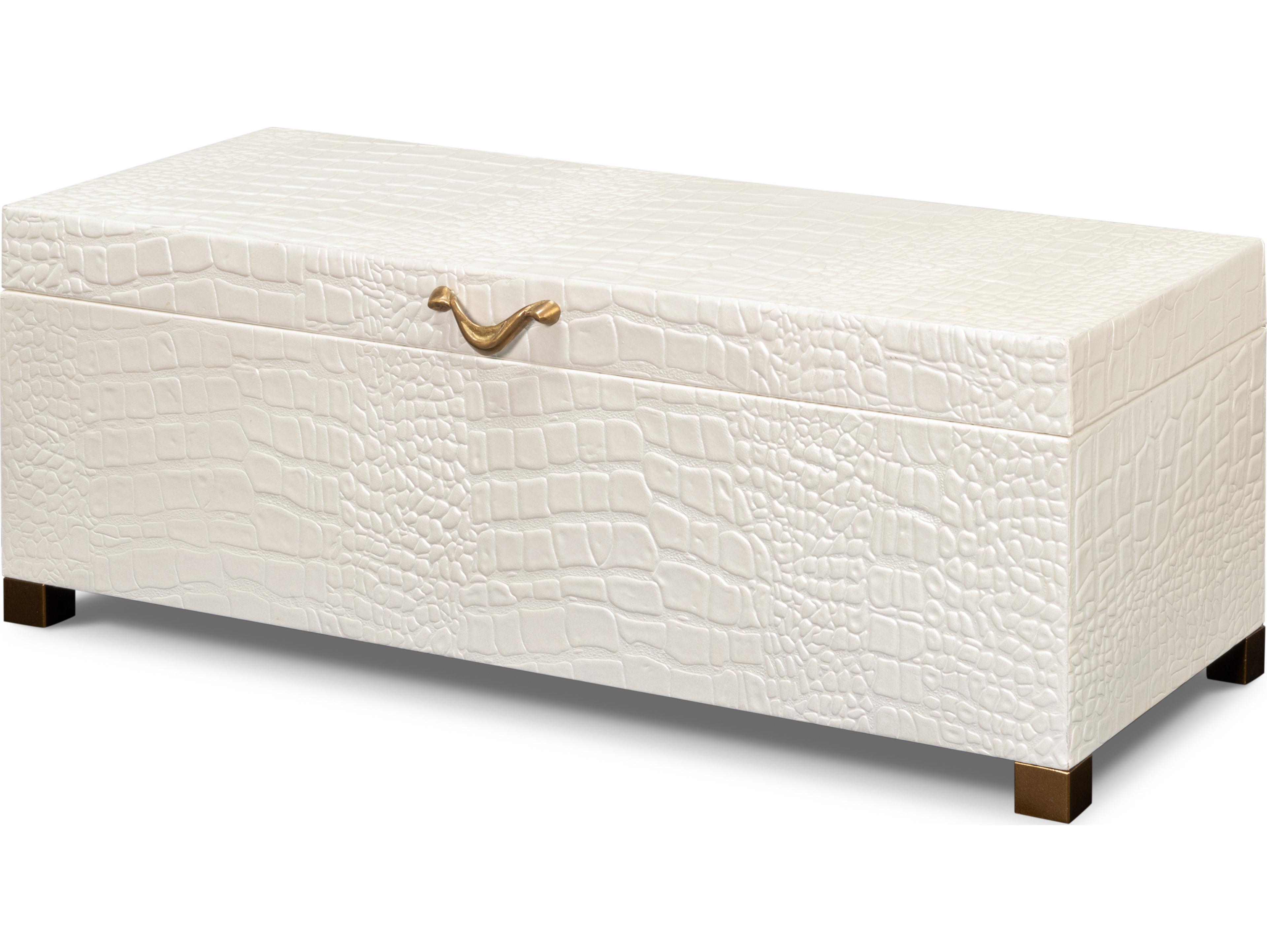 Sarreid Ltd Lyle Leather Box Pearl