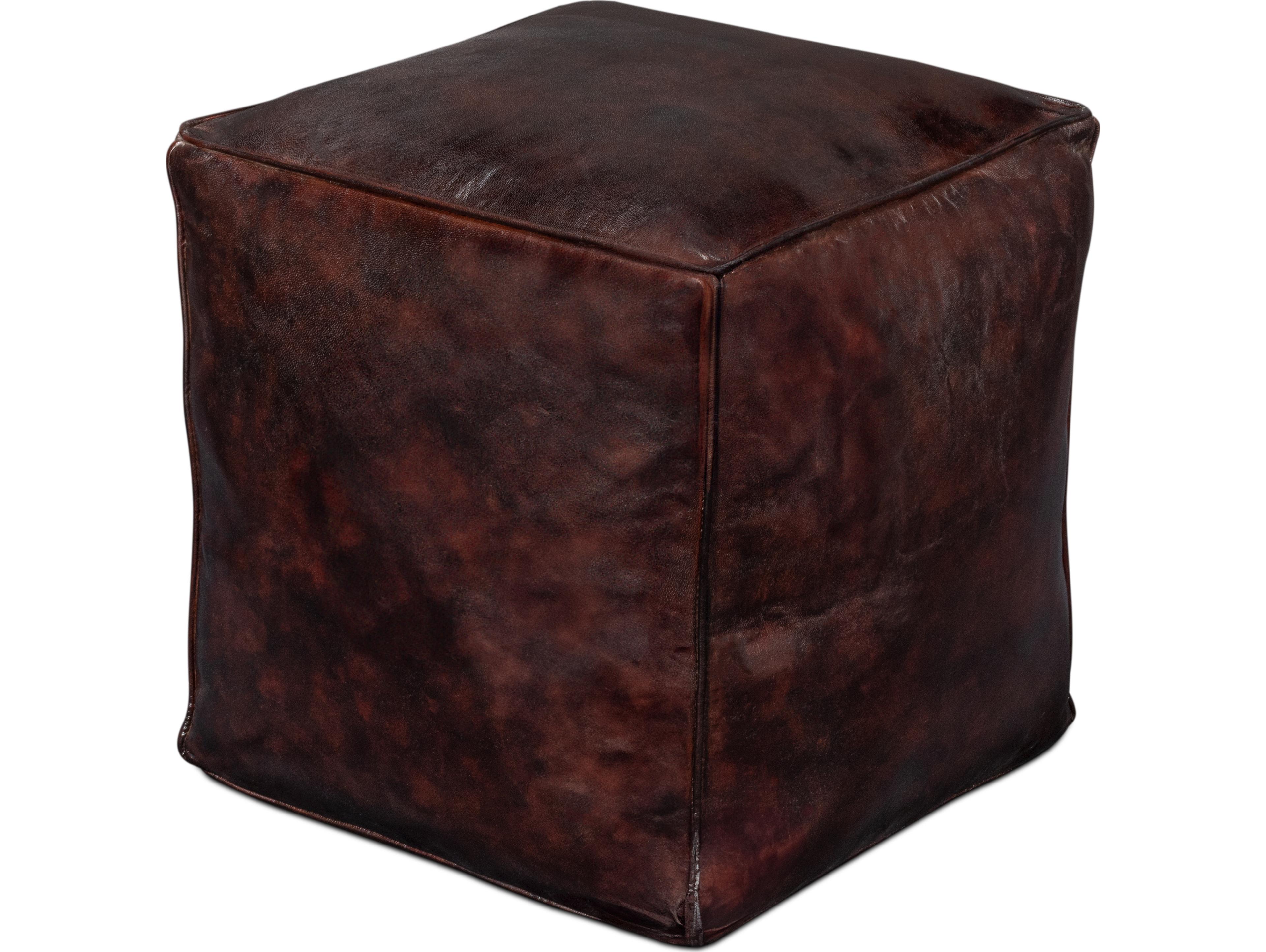 Sarreid Ltd Sunday Afternoon Leather Cube Dark Brown