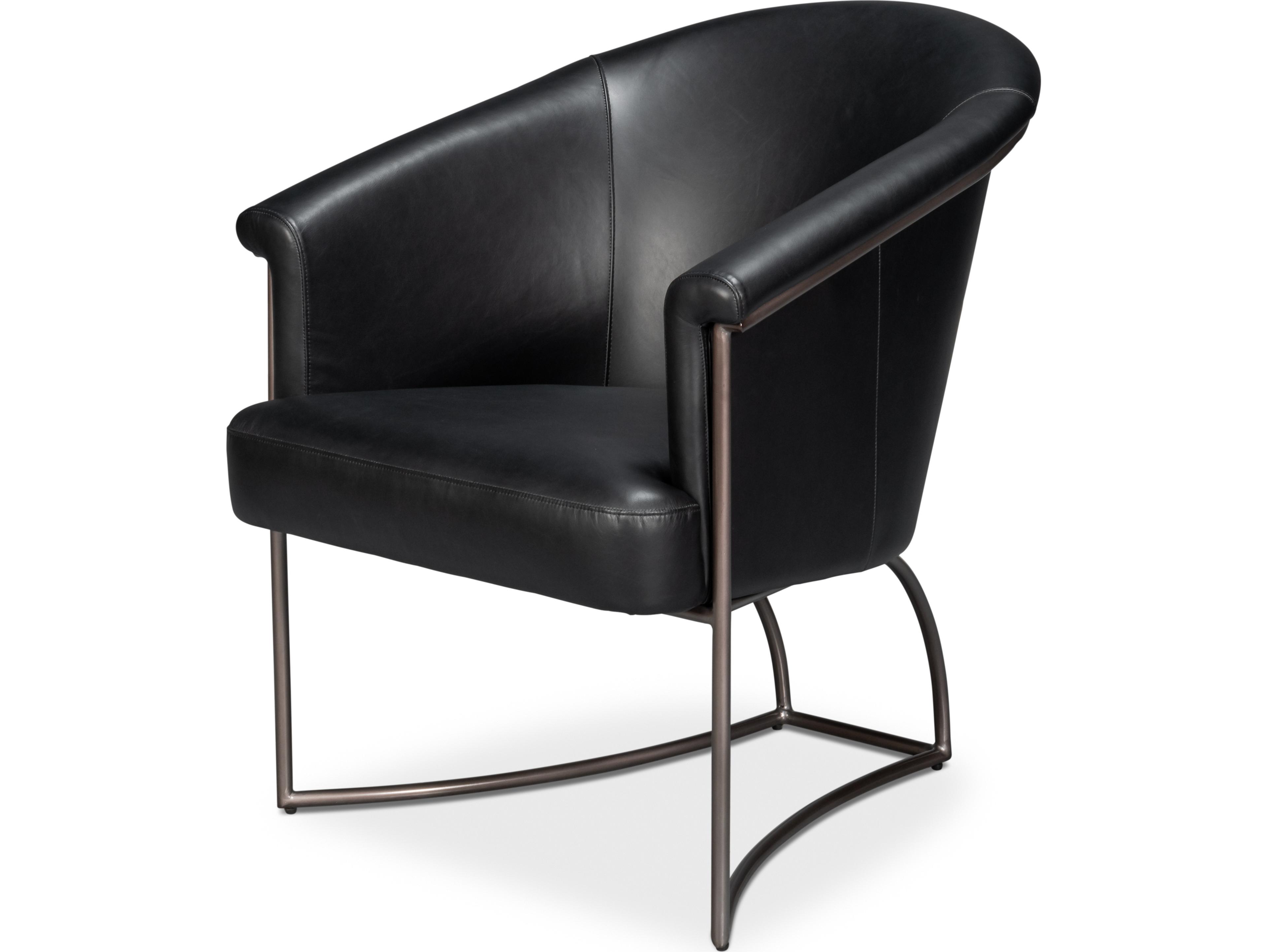 Sarreid Ltd Nagel Distilled Leather Chair Onyx Black