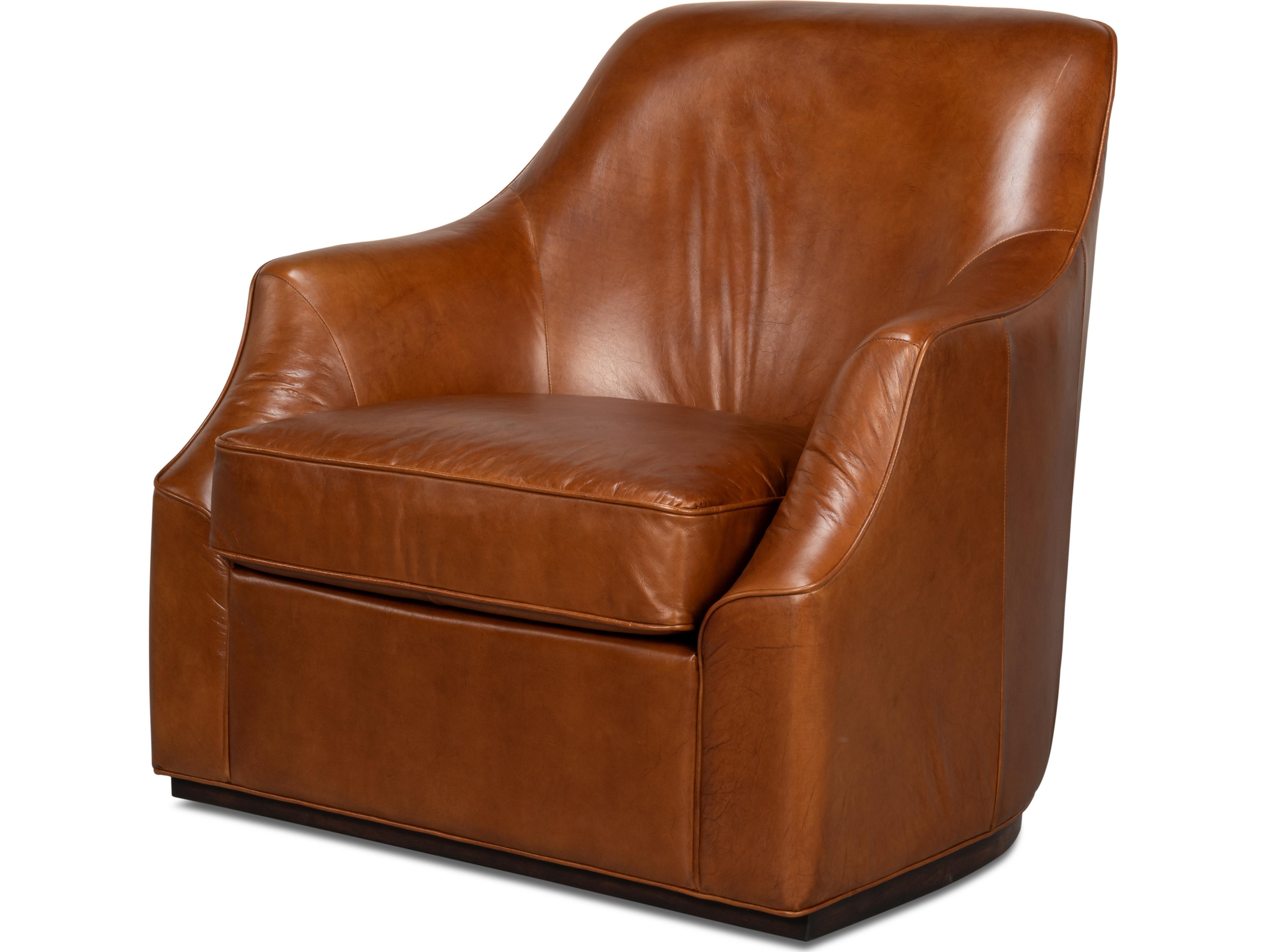 Sarreid Ltd Parrish Distilled Leather Swivel Havana