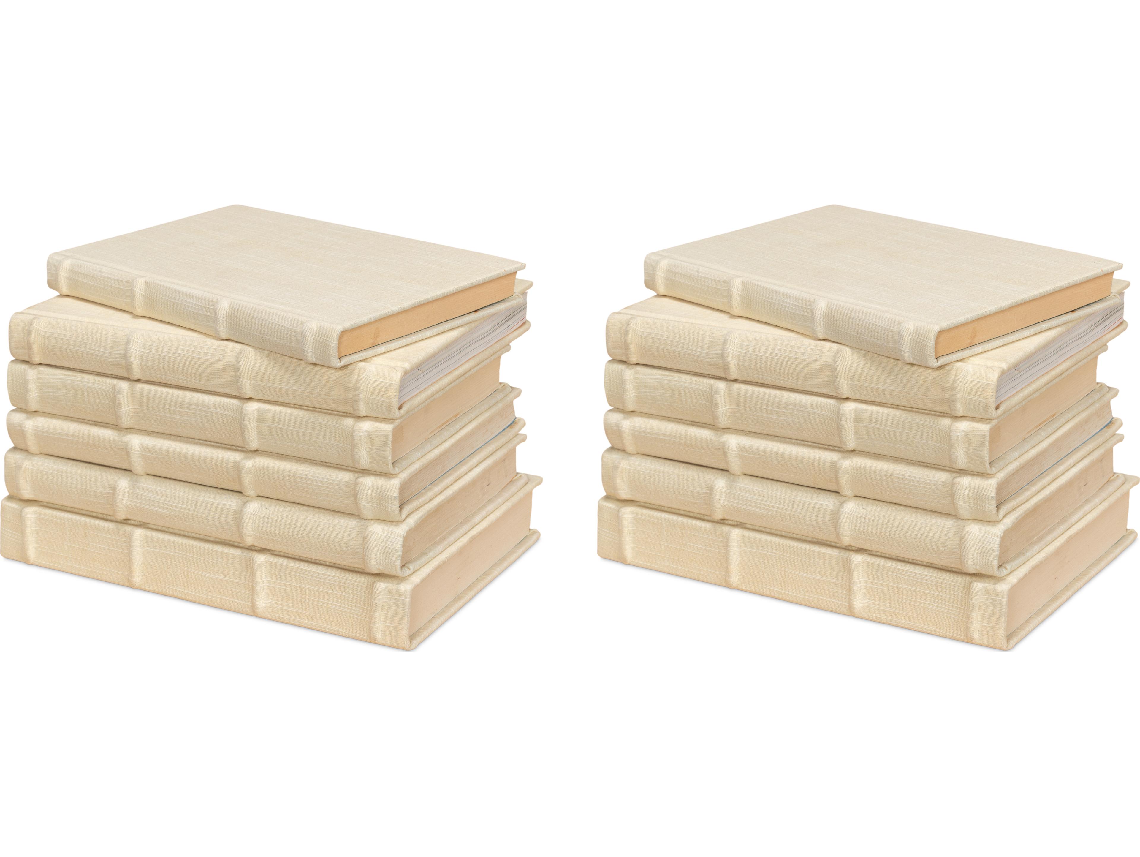 Sarreid Ltd Ecru Linen Books Set of 12