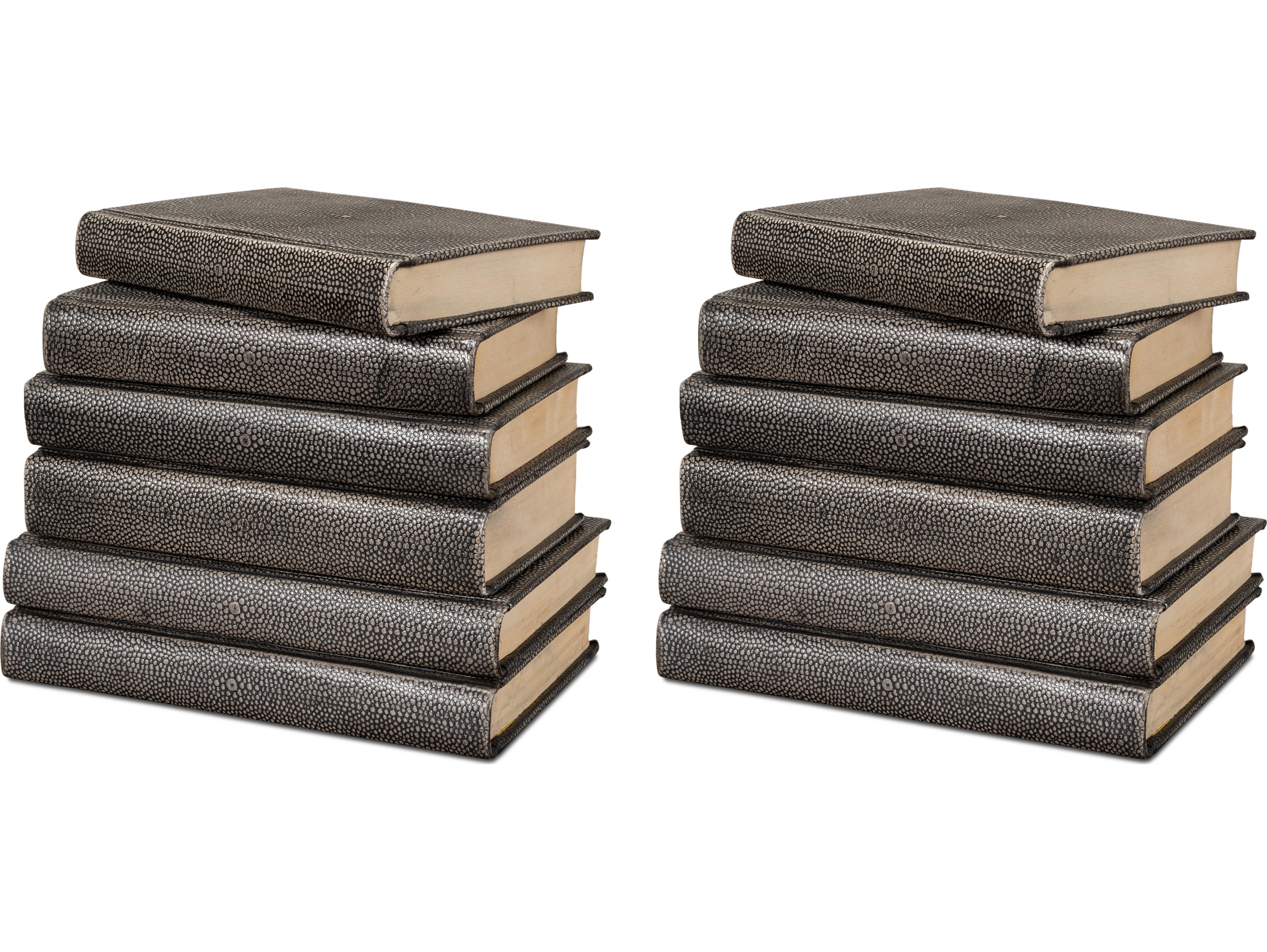 Sarreid Ltd Shagreen Books Set of 12 Antique Grey