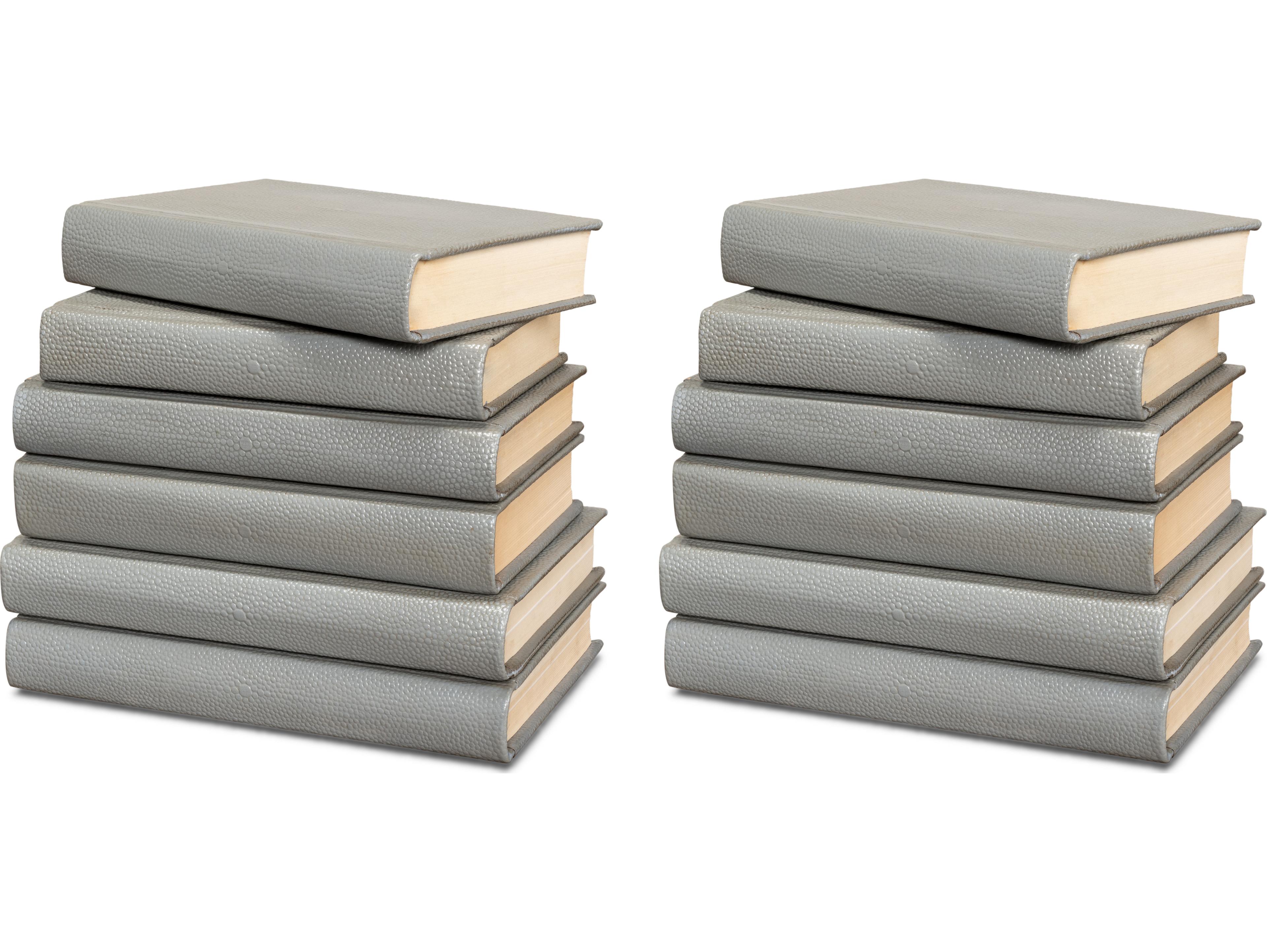 Sarreid Ltd Shagreen Books Set of 12 Storm Grey