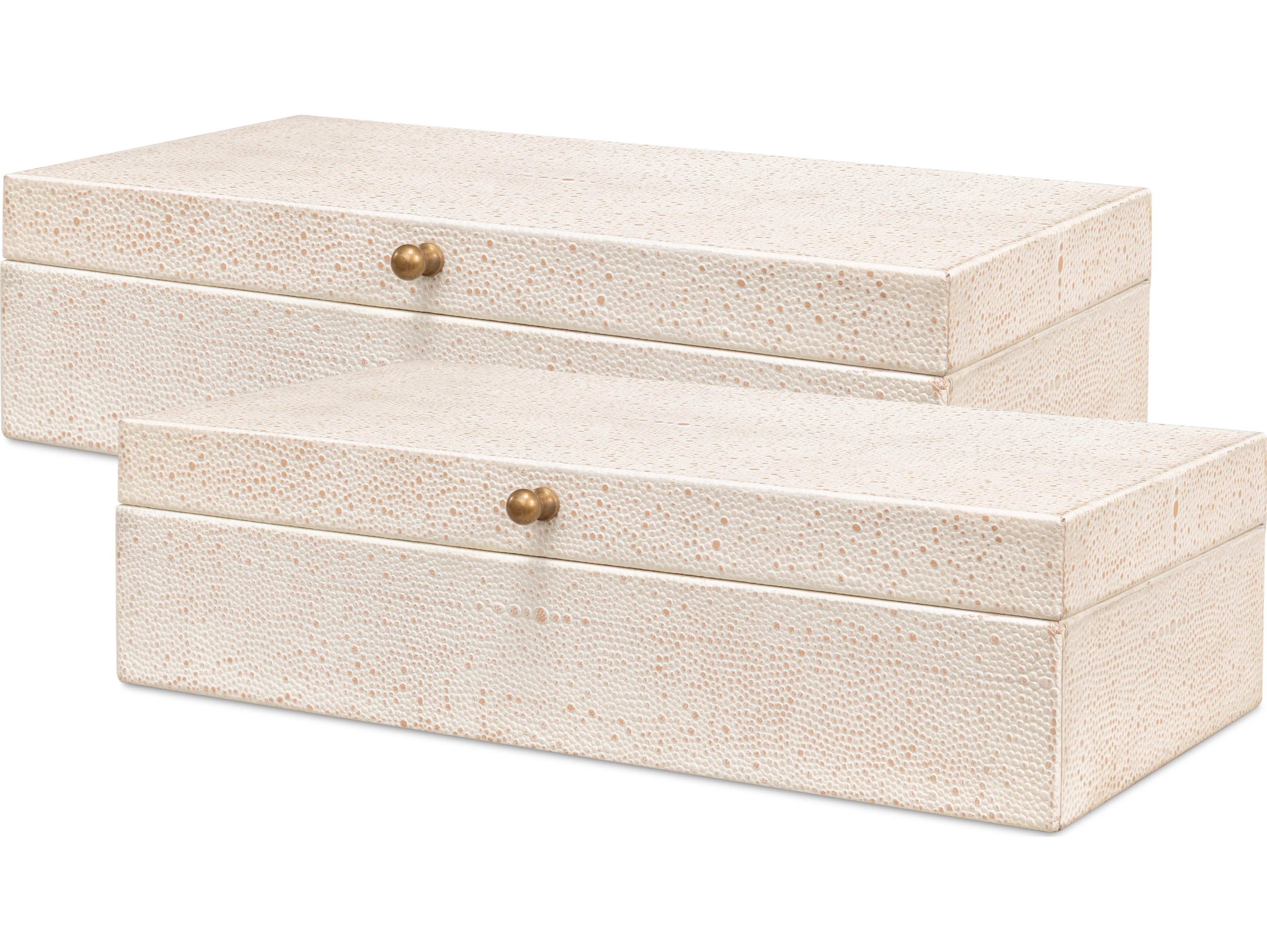 Sarreid Ltd Gatsburg Shagreen Box Osprey White 2