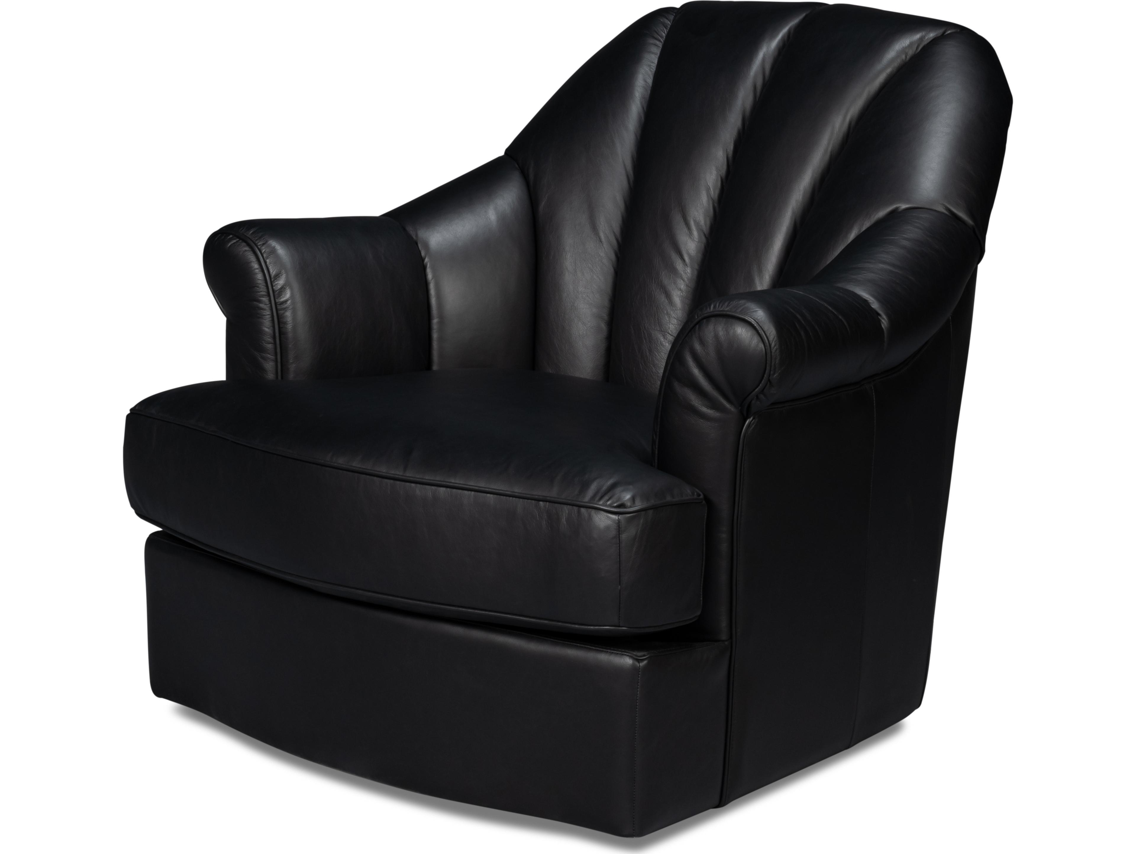 Sarreid Ltd Scoth Swivel Chair In Distilled Leather Black