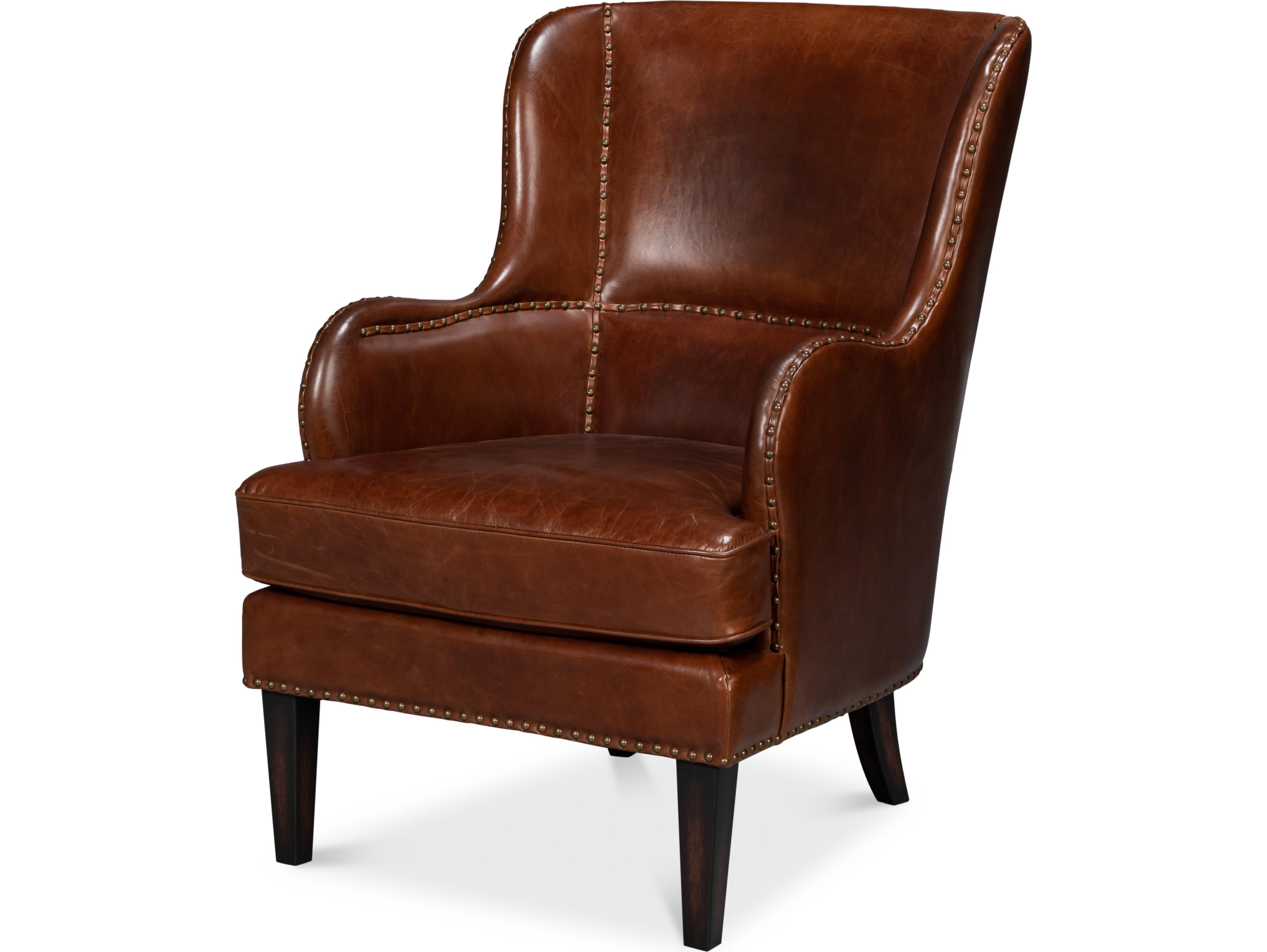 Sarreid Ltd Whitney Distilled Leather Chair Brown