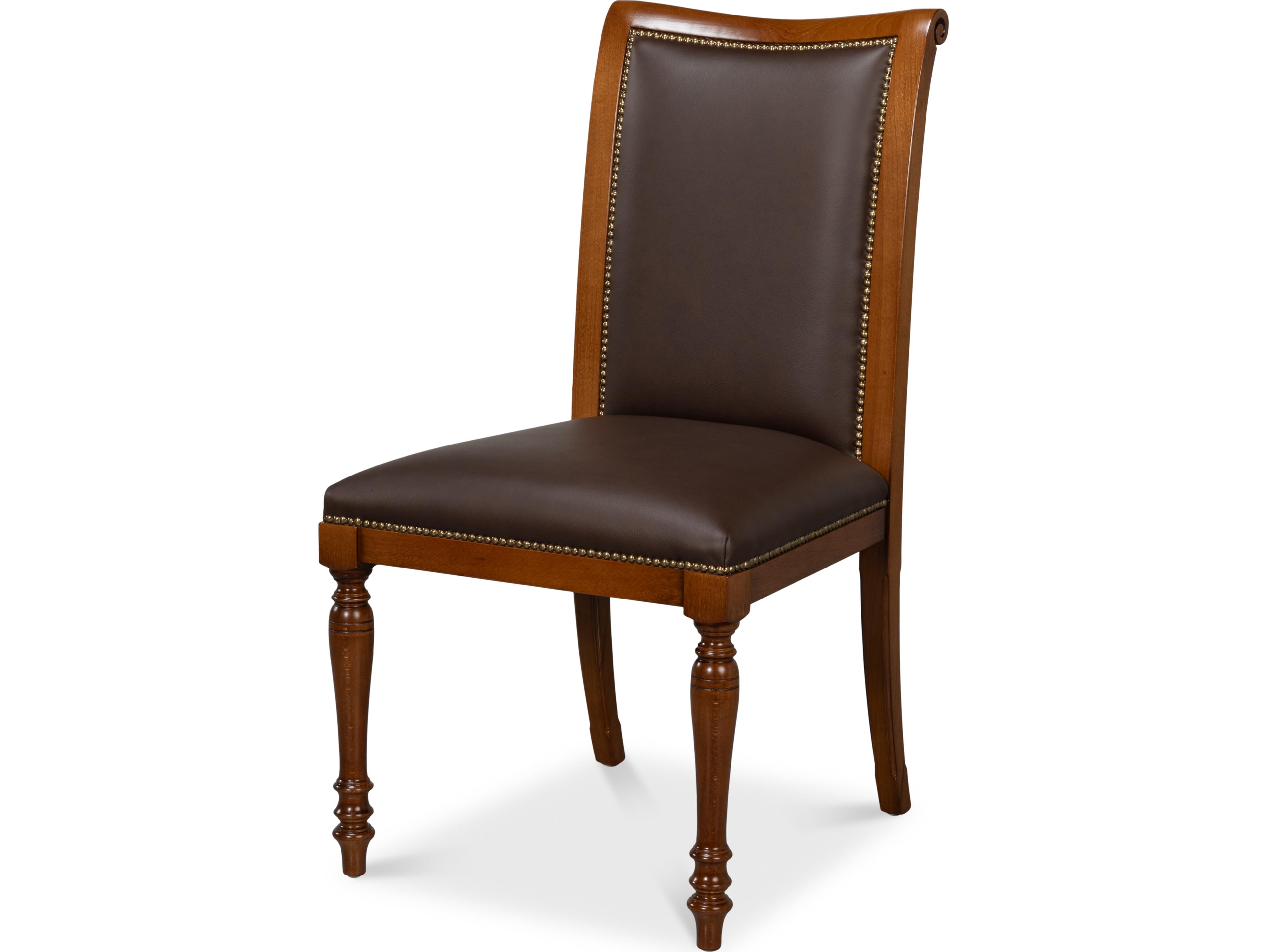 Sarreid Ltd Camile Leather Side Chair Brown