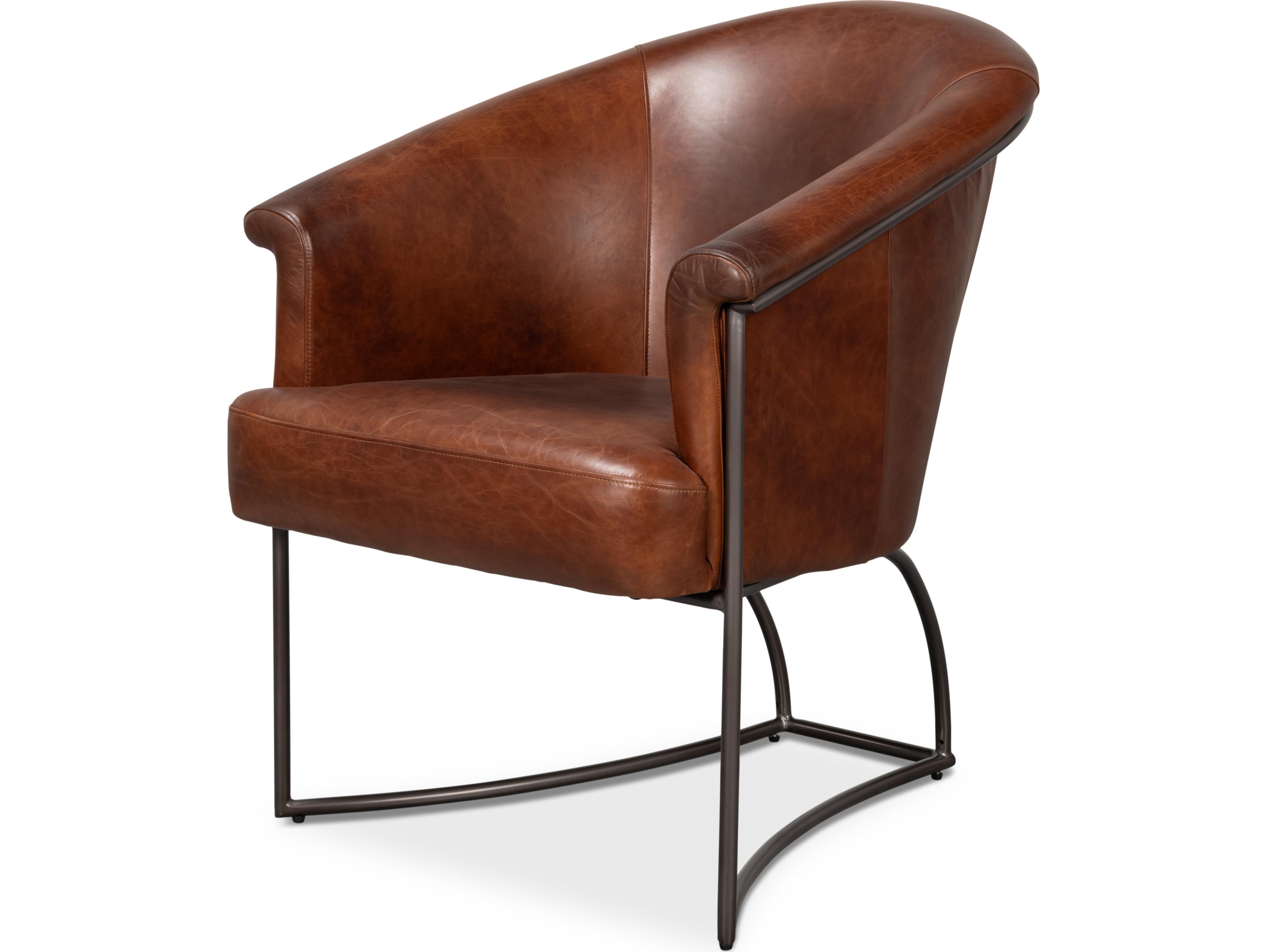 Sarreid Ltd Nagel Distilled Leather Chair Brown