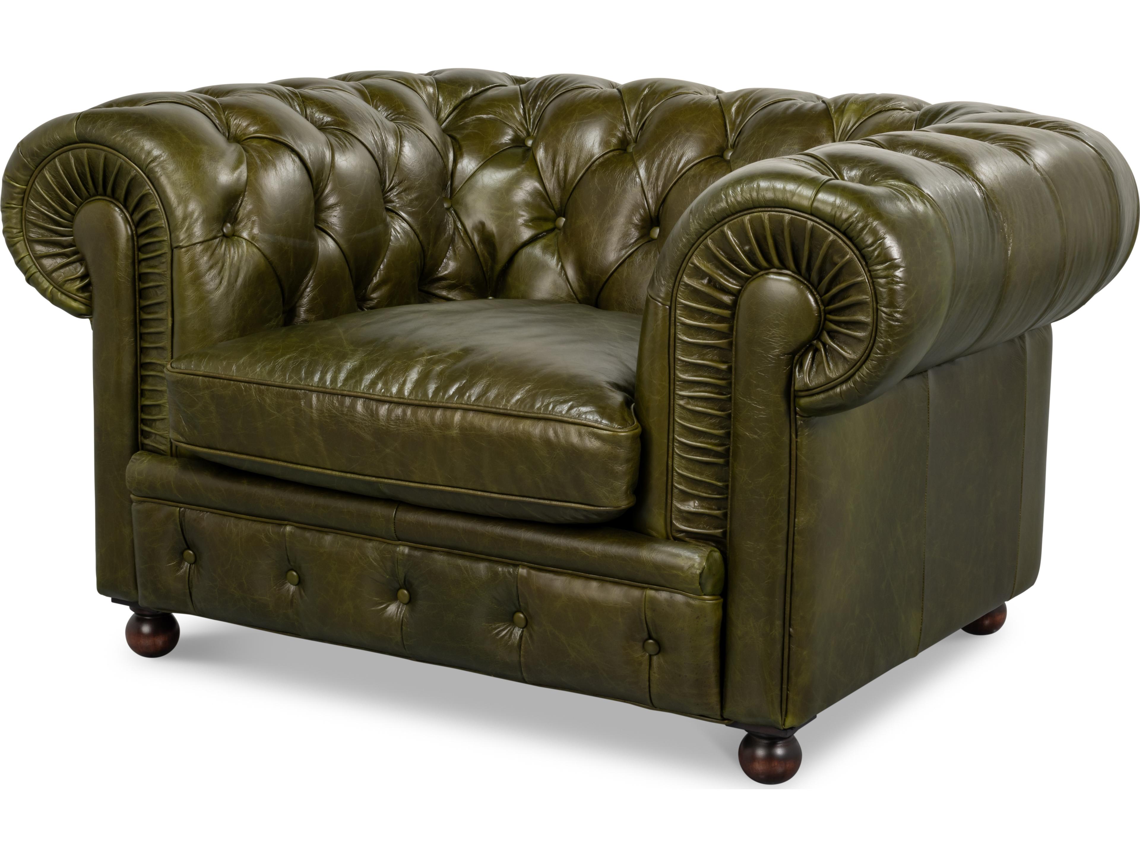 Sarreid Ltd Savile Leather Chair Green